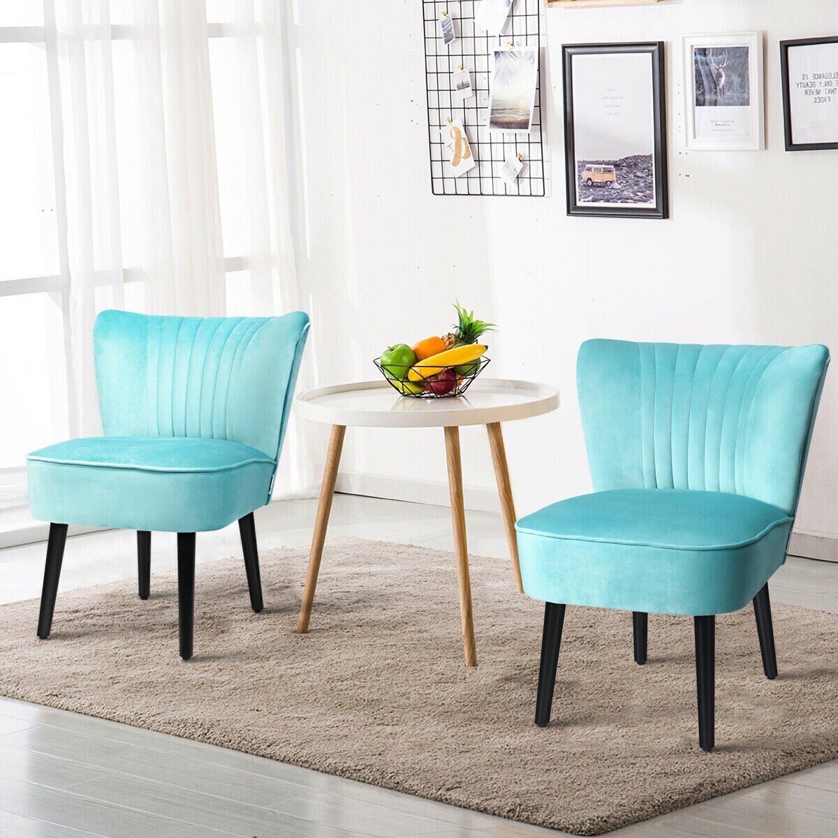 WELLFOR Cy Accent Chairs Modern Turquoise Accent Chair in the