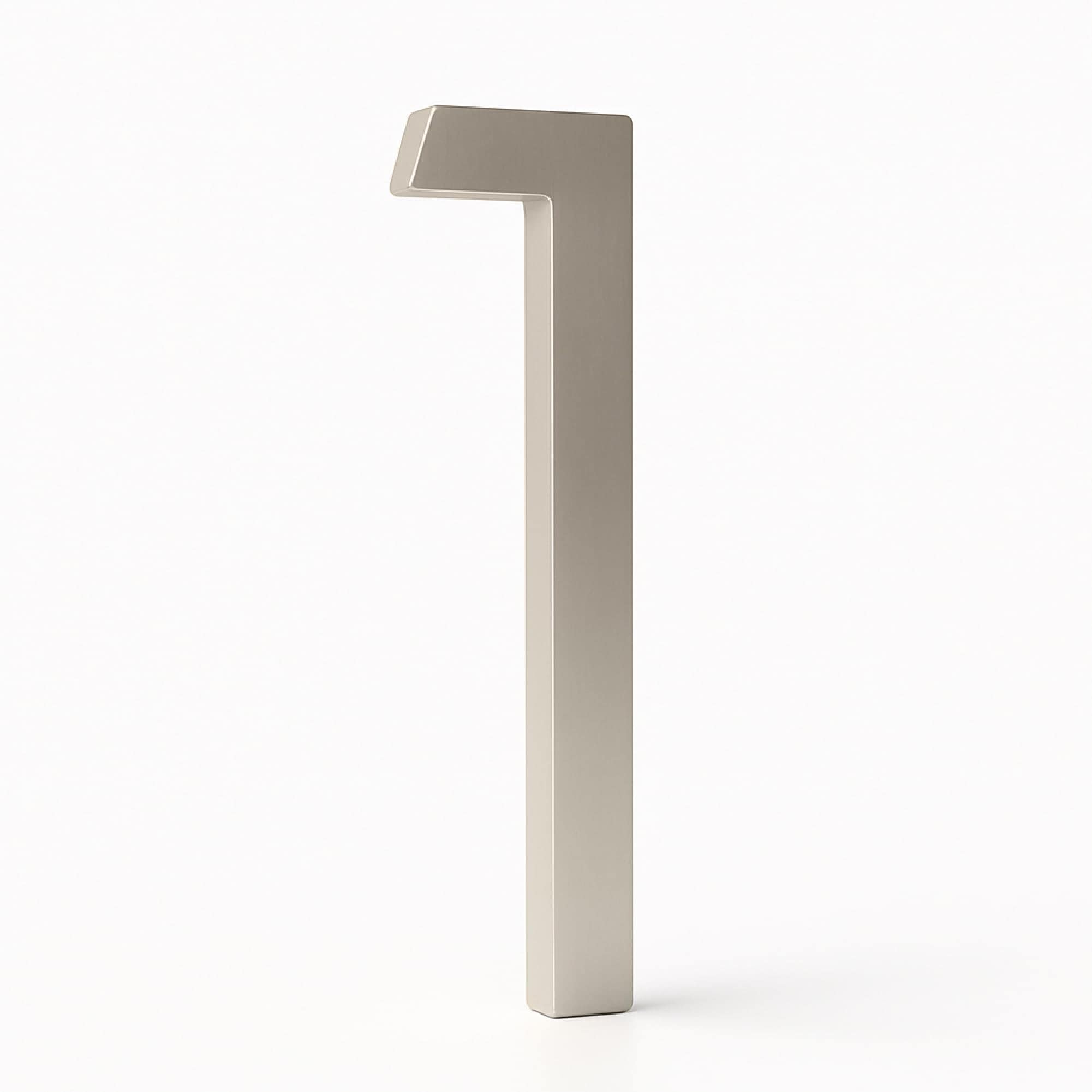 Mega Handles  House Numbers for Outside - 5'' Easy to Install Wall Mounted House Numbers for Exterior - Heavy Duty Metal Numbers for Address on House - Mounting Hardware Included - Satin Nickel (Number 1)