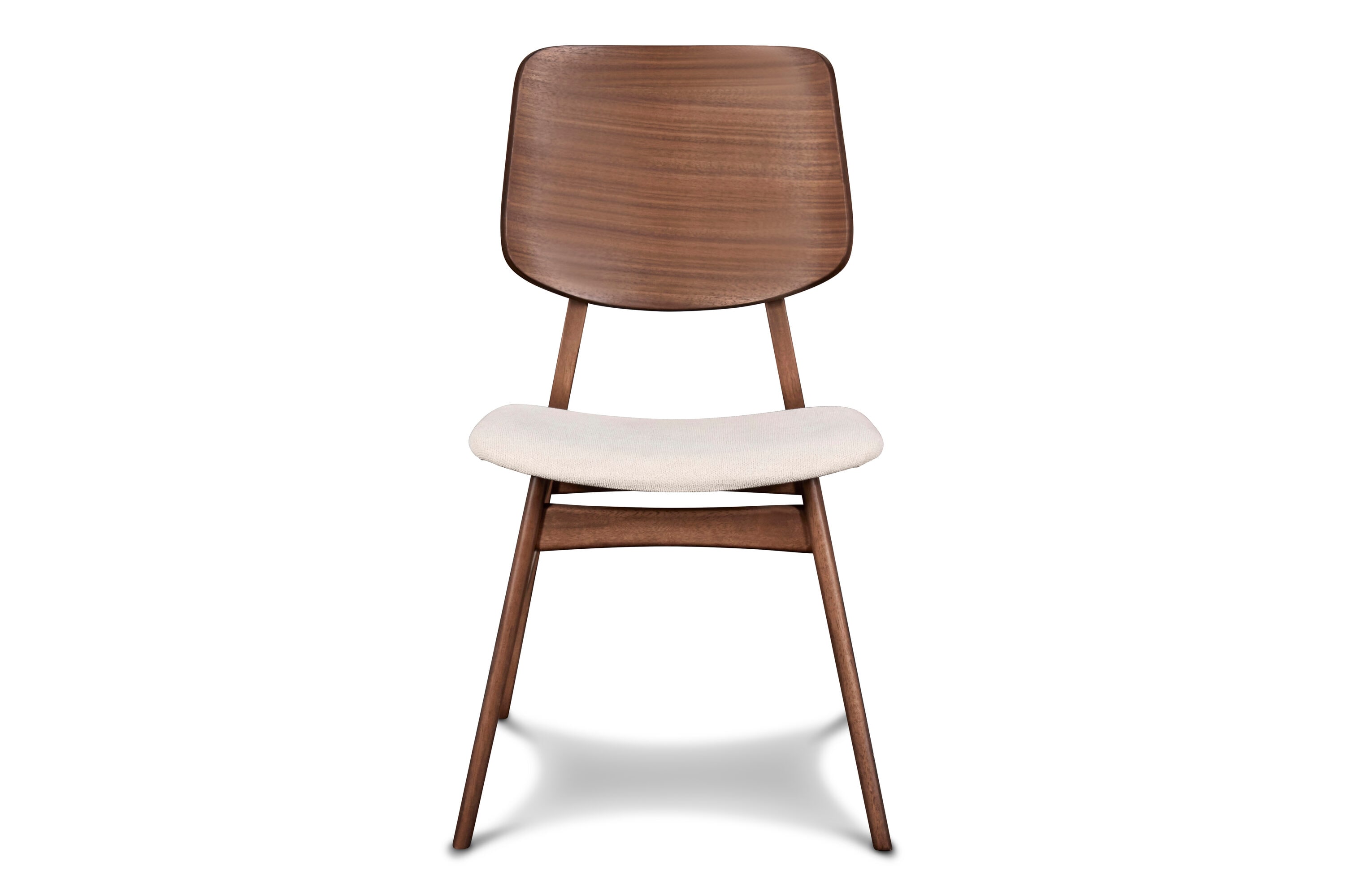 Oscar Walnut and Beige Upholstered Side Chairs, Set of 2