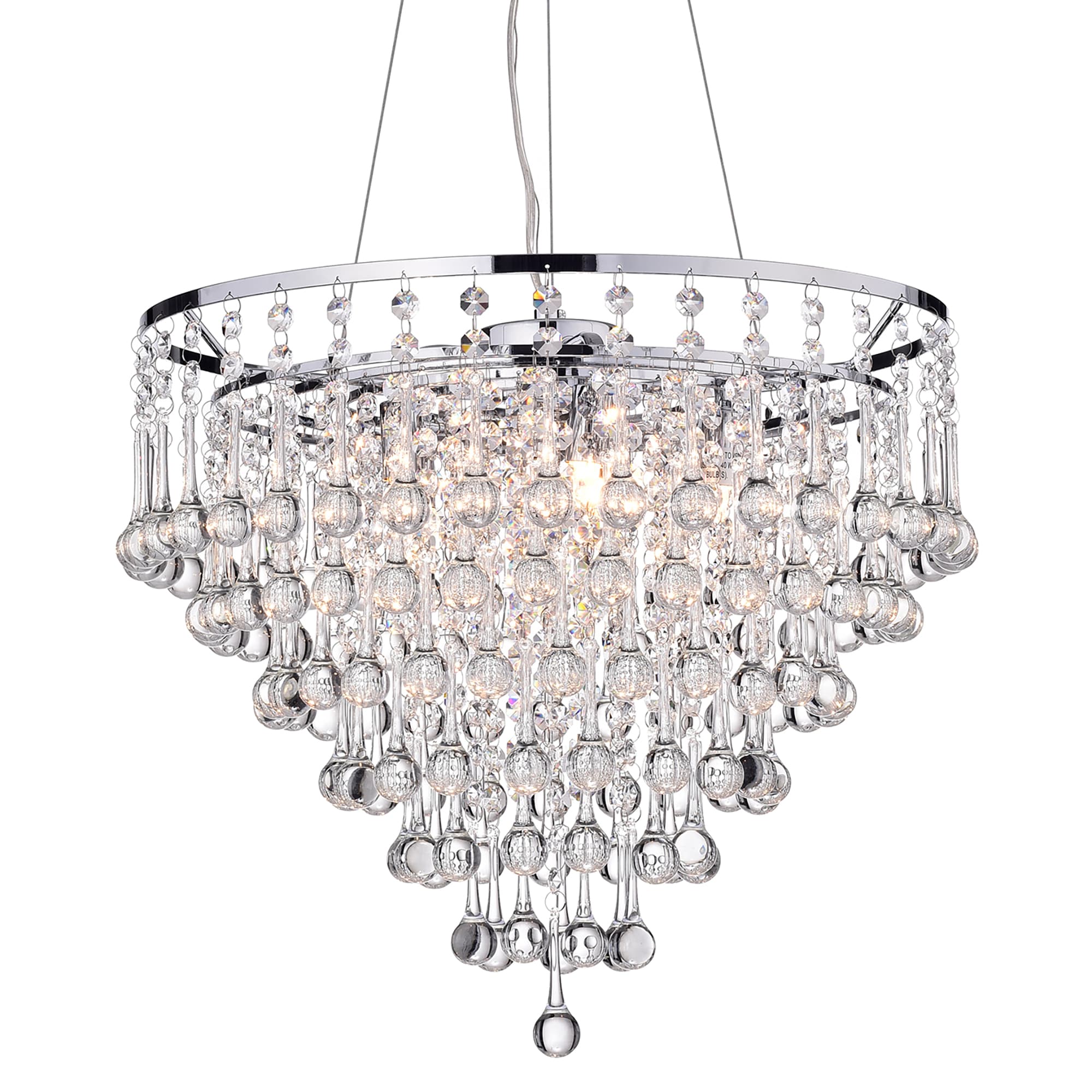 Edvivi 5 -Light Burnished Chrome Crystal Metal Chandelier