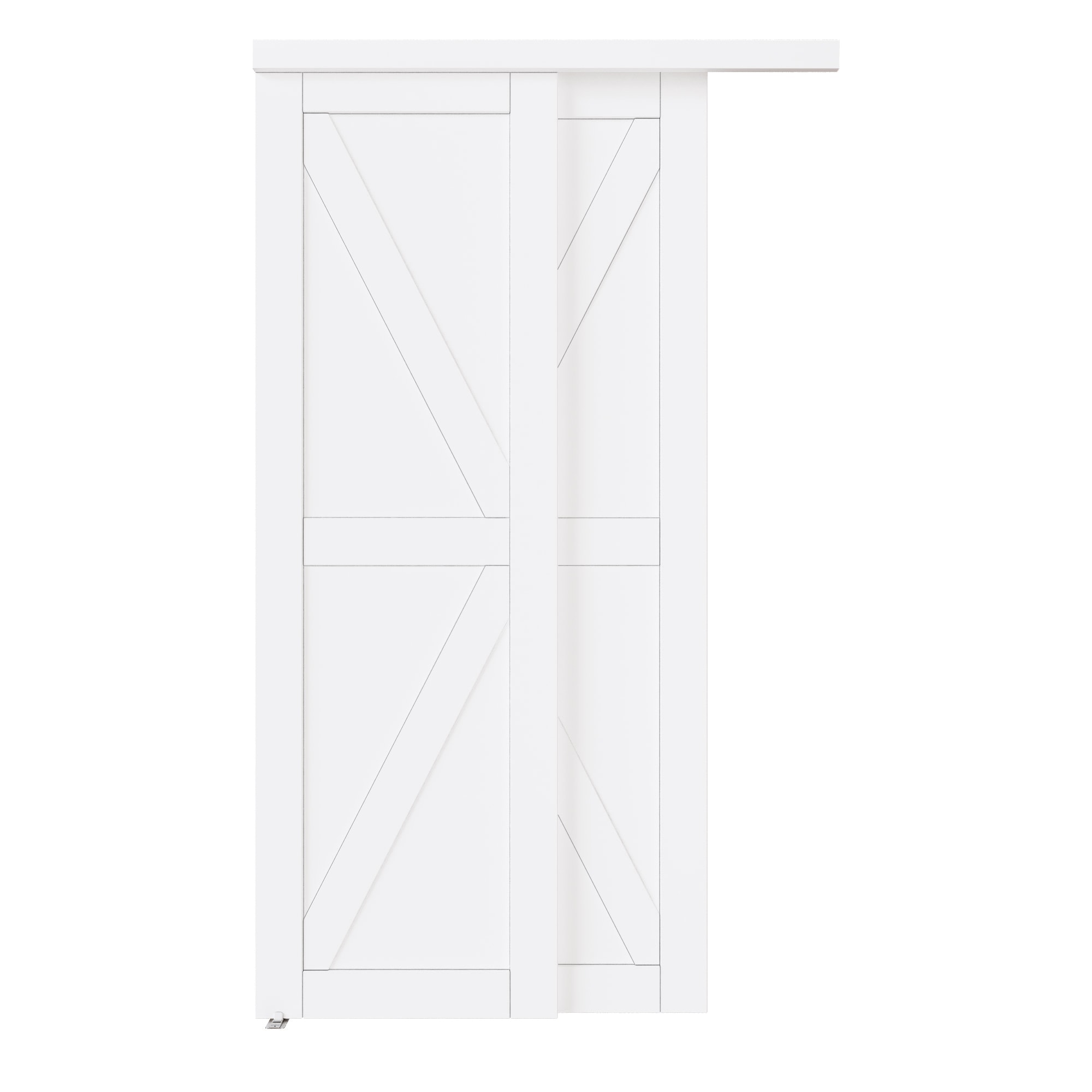 JUJUBON IN-CD-SLK-TL-48 Closet Door 48-in x 80-in White K-frame Smooth Solid core Prefinished MDF Closet Sliding Door ( Hardware Included )
