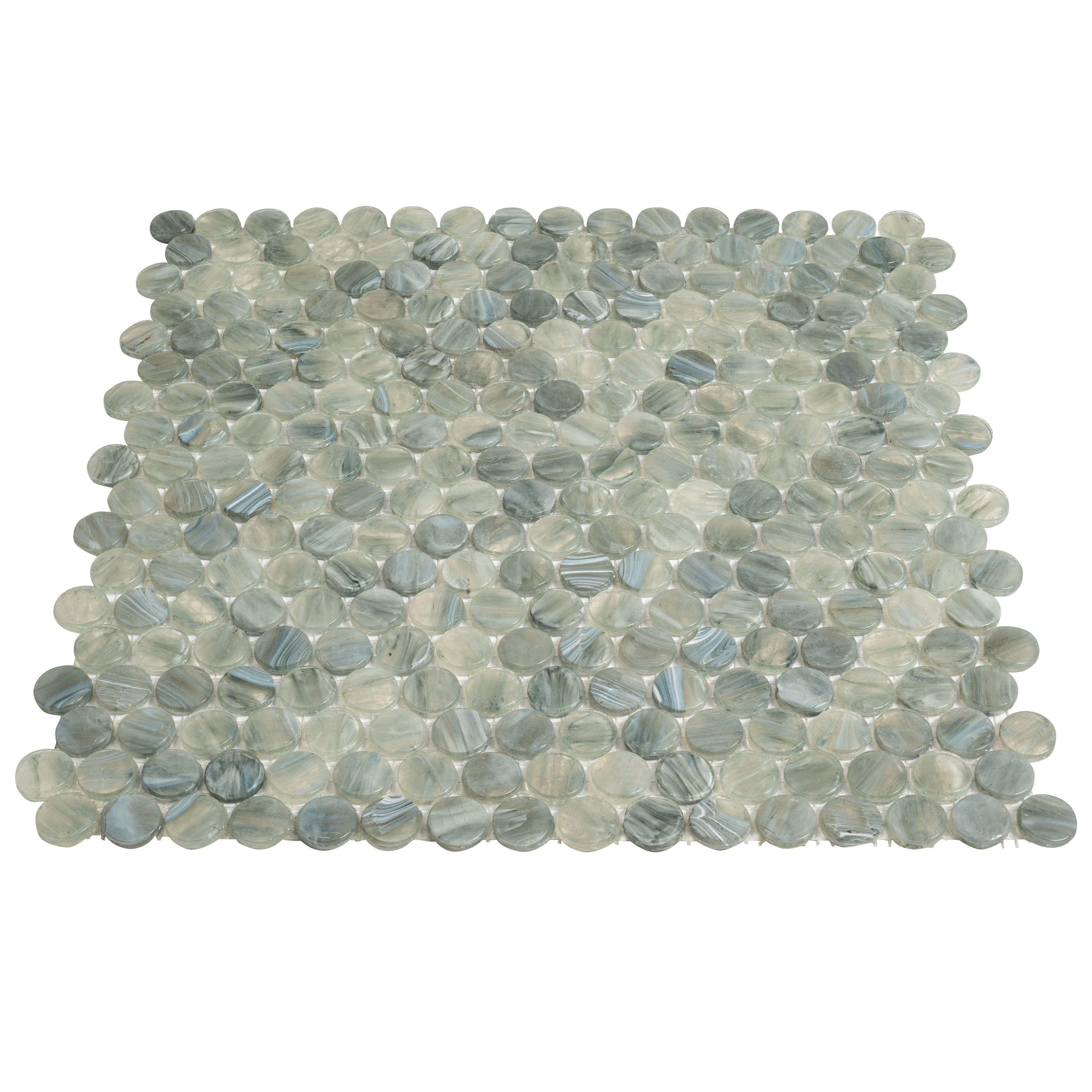 Apollo Tile Gray 12-in x 12-in Glossy Glass Penny Round Stone Look Wall ...