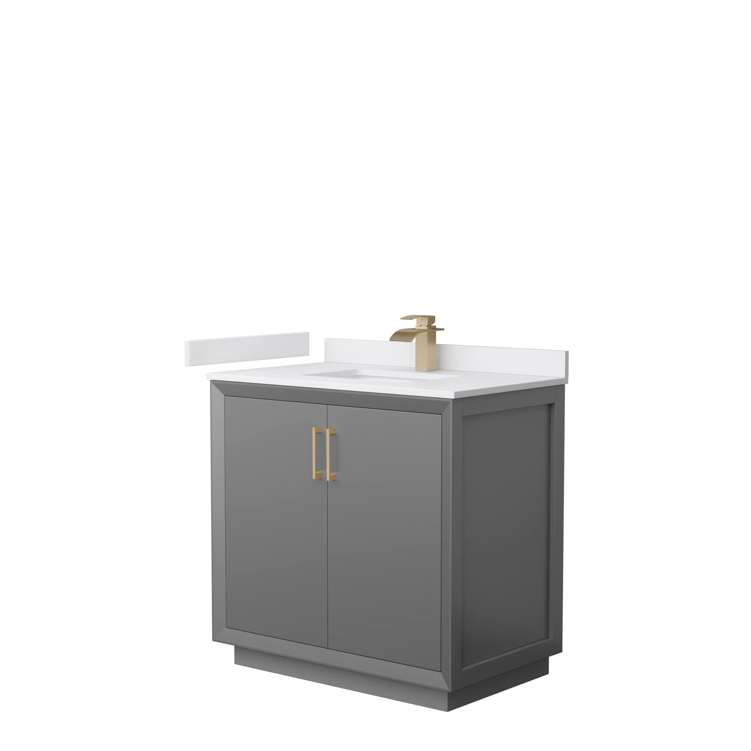 Wyndham Collection WCF414136SGZWCUNSMXX Strada 36-in Dark Gray with Satin Bronze Trim Undermount Single sink Bathroom Vanity with White cultured marble Cultured marble Top