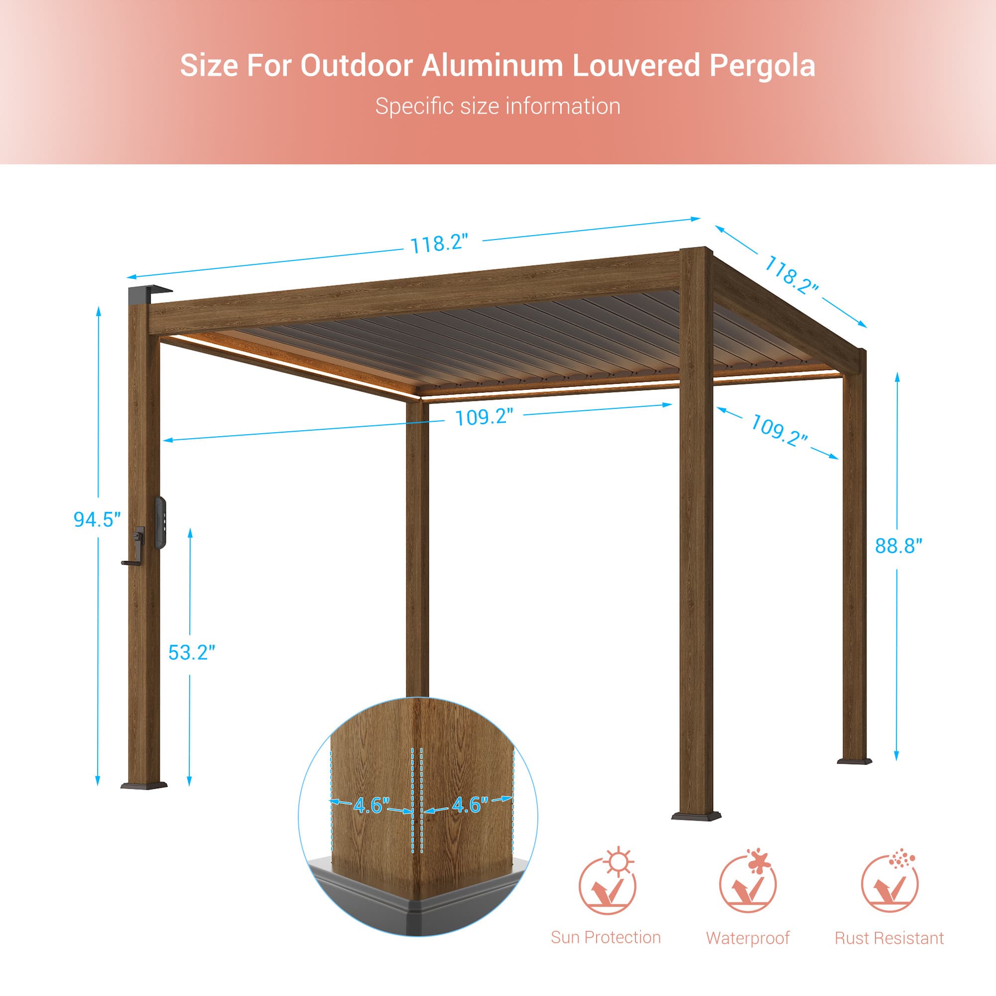 Aok Garden LWP-PLT-LED1010WD Pergolas-2 - View #2