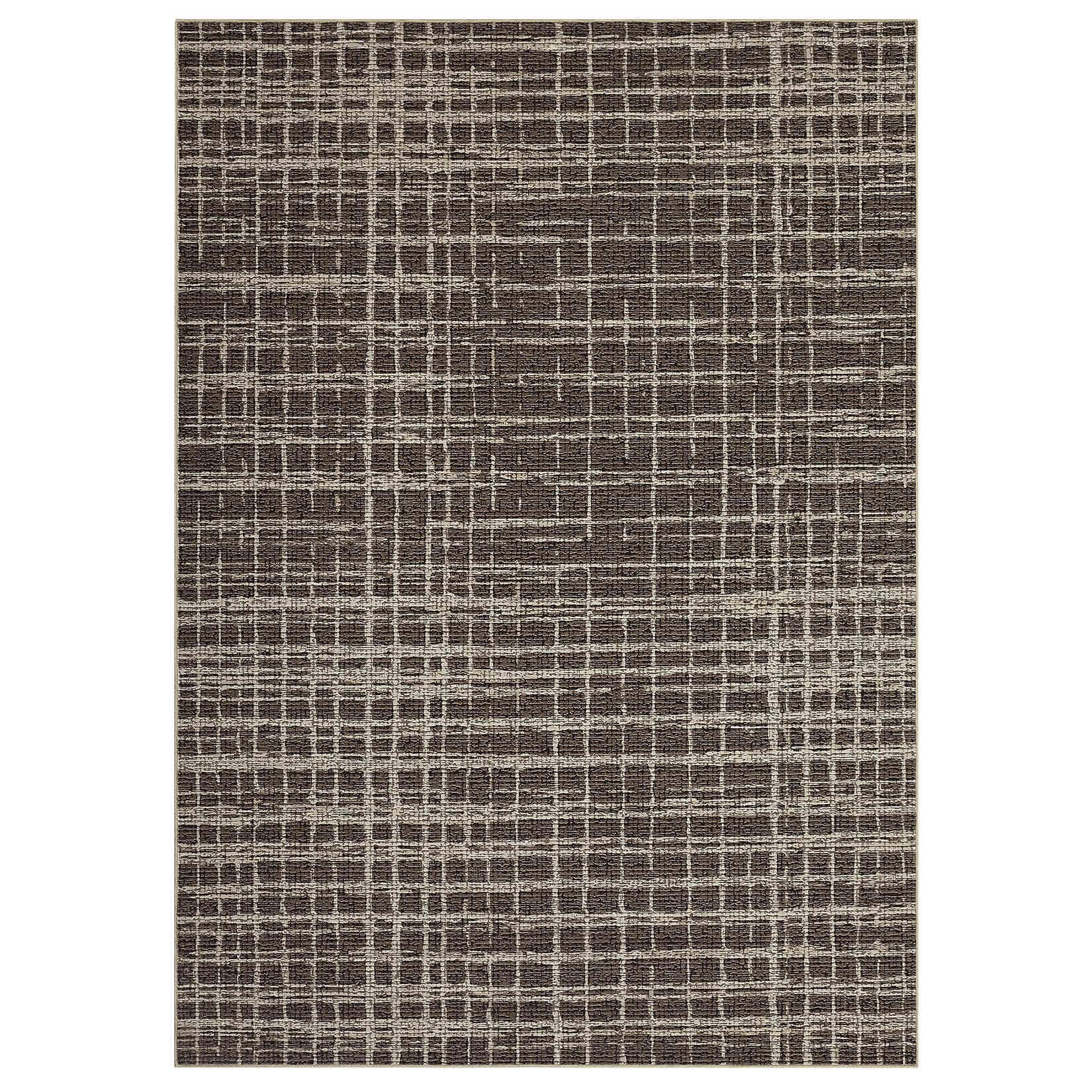 WhizMax SUNNY-PHK-33NGLBQK 5 x 7 ft Polyester Brown Rectangular Living Room Bedroom Dining Room Geometric Checkered Modern Machine Washable Area Rug