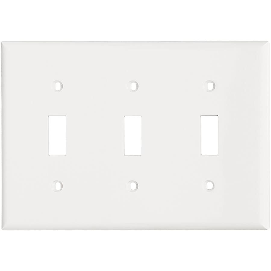 Eaton 5141W-SP-L 3 -Gang Standard Size White Nylon Indoor Toggle Wall Plate