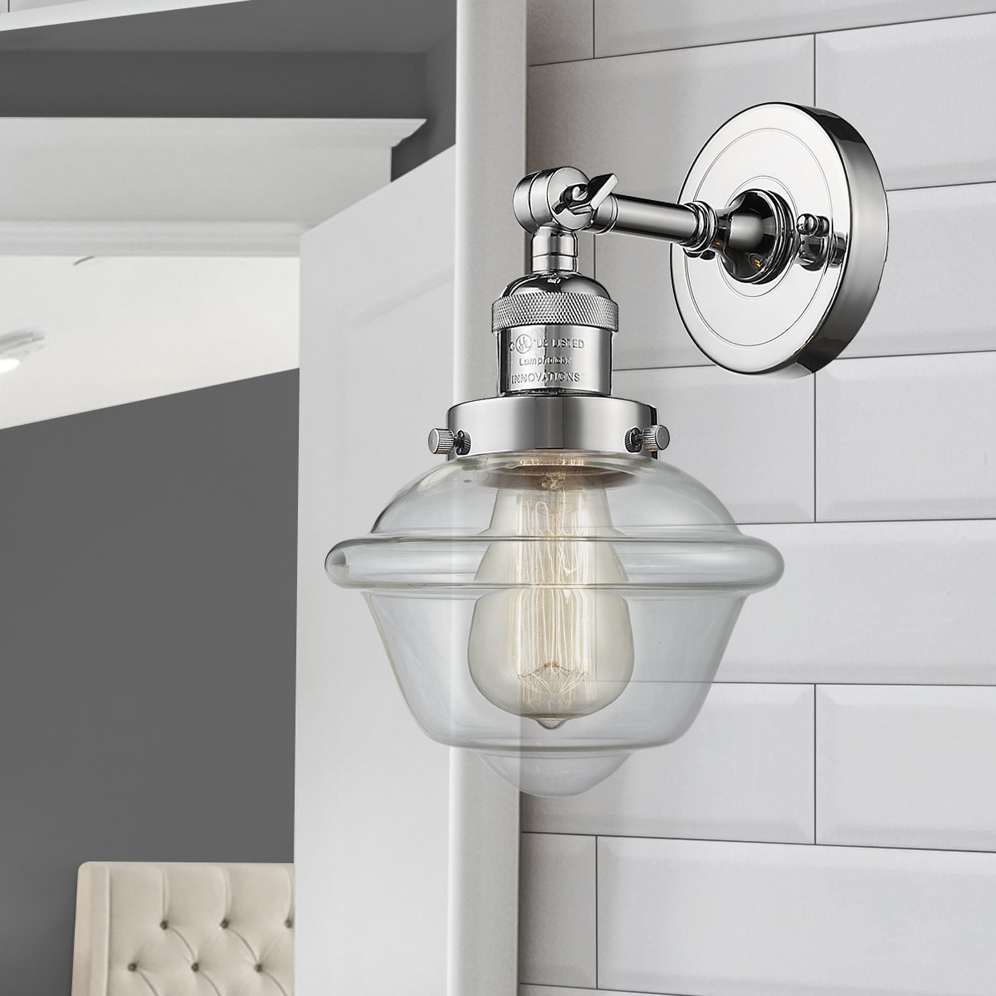 Innovations Lighting 203-PC-G532 Oxford 7.5-in W 1 -Light Polished Chrome Wall Sconce