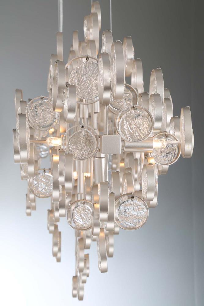 Trento 15-Light Champagne Silver and Clear Glass Chandelier
