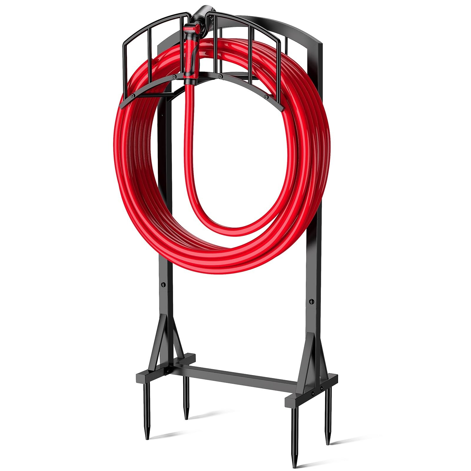 Adrinfly Heavy Duty Garden Hose Holder 1 Piece Freestanding Rack with 4 ...