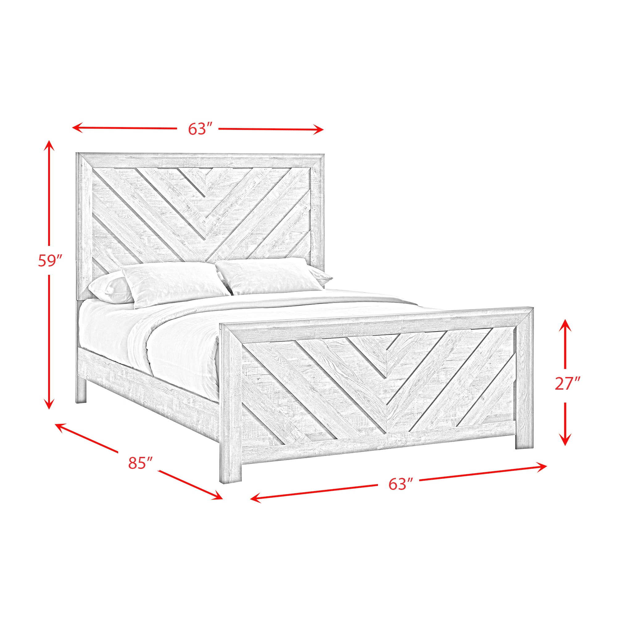Keely Ash White Chevron Panel 5-Piece Bedroom Set