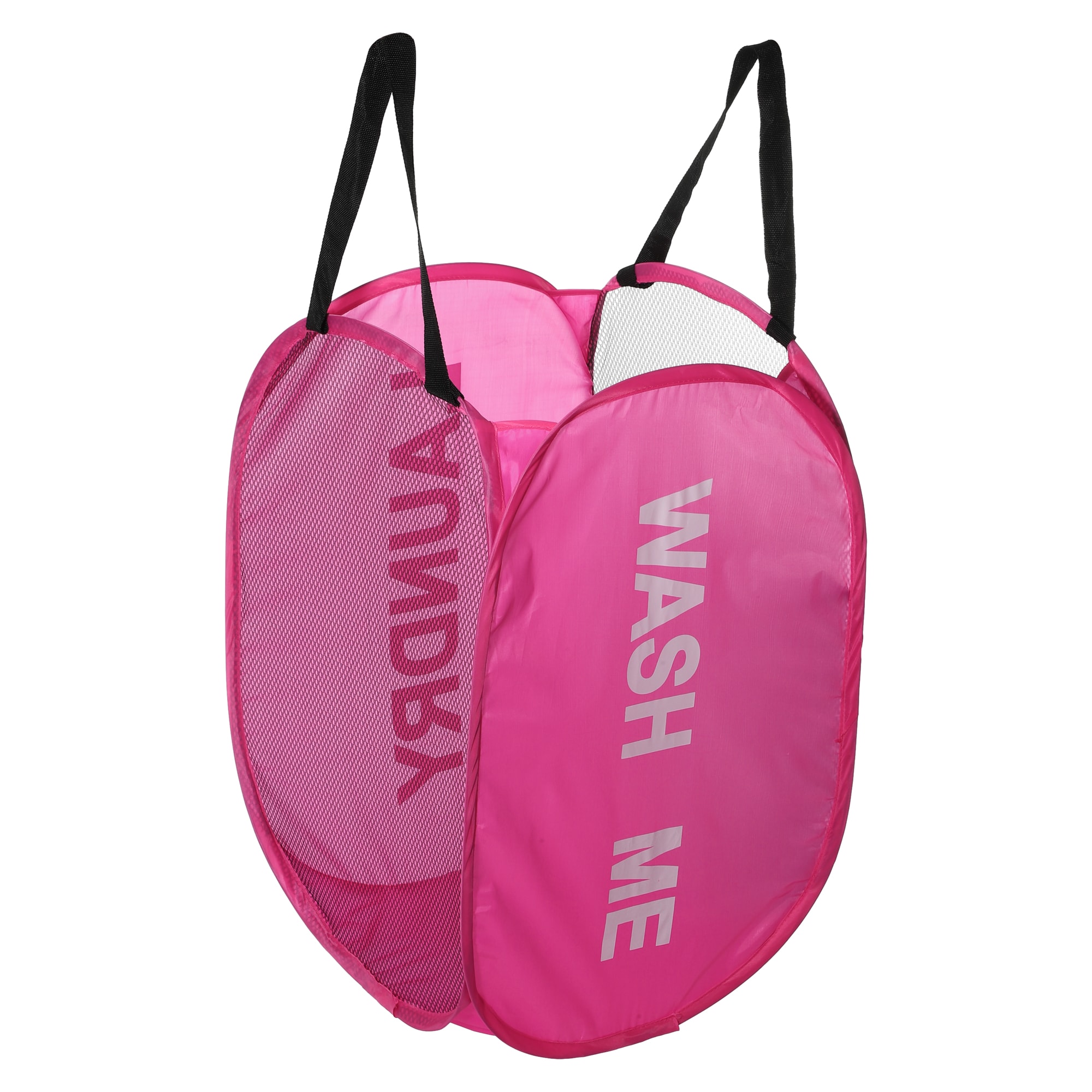 Unique Bargains Folding Laundry Basket Durable Folding Laundry Hamper for Bathroom 14.17 Inch x14.17 Inch x22.83 Inch 75L Pink 1pc