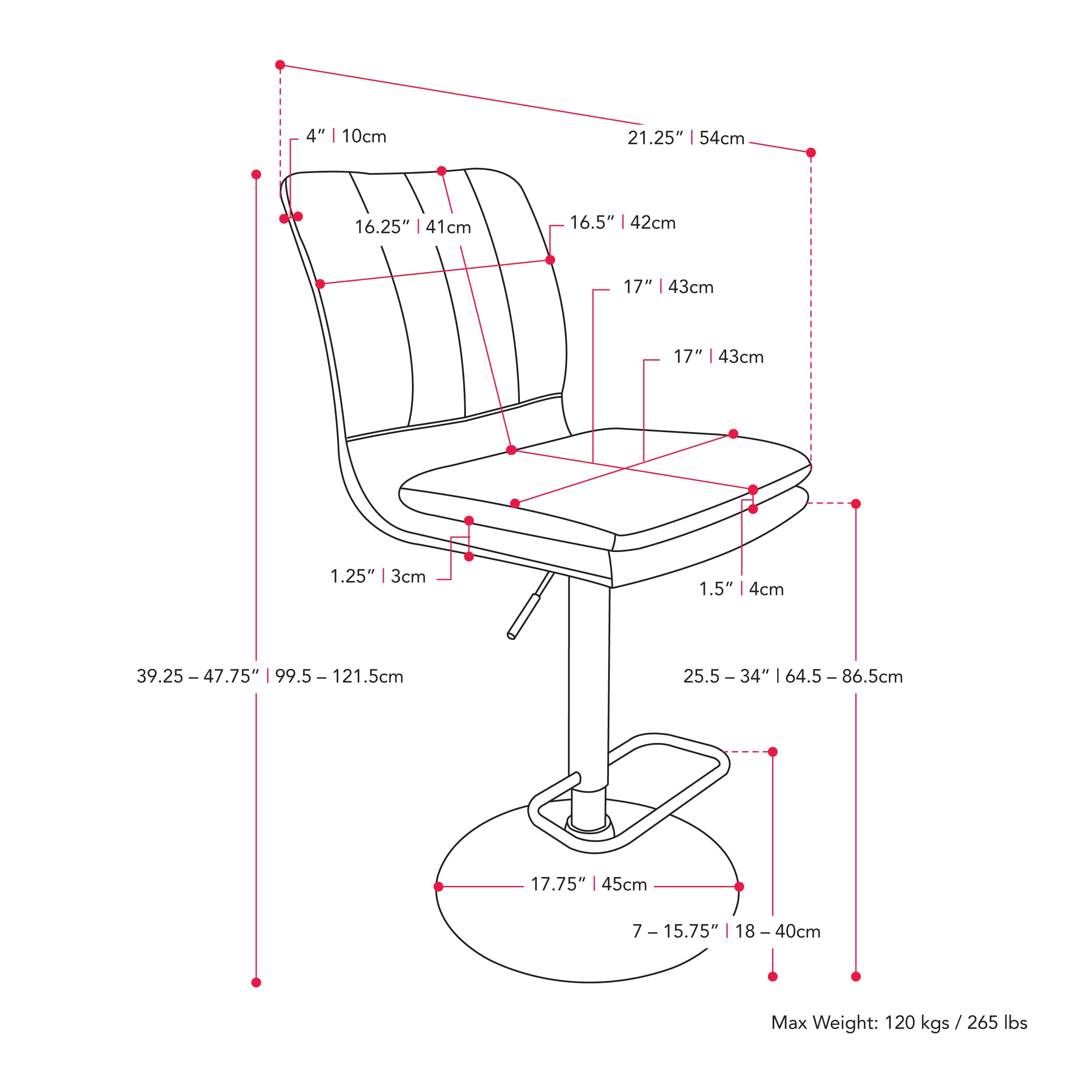 CorLiving DPU-871-B stools - View #12