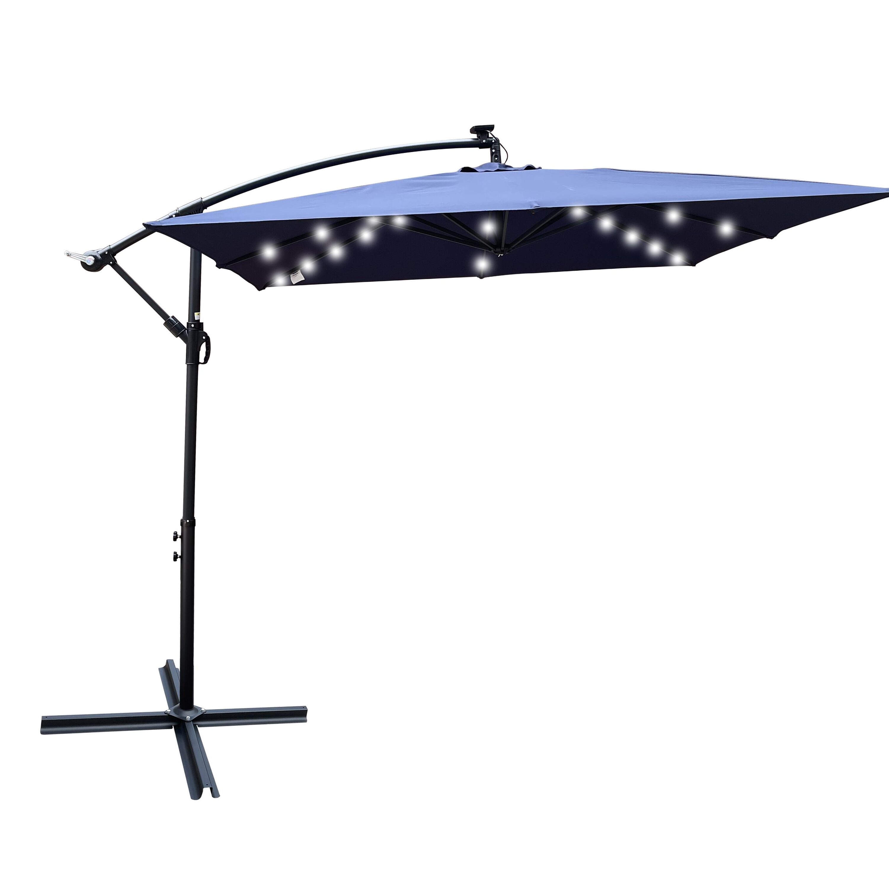 Bayfeve 8.2ft Steel Square Cantilever Patio Umbrella with Lights in