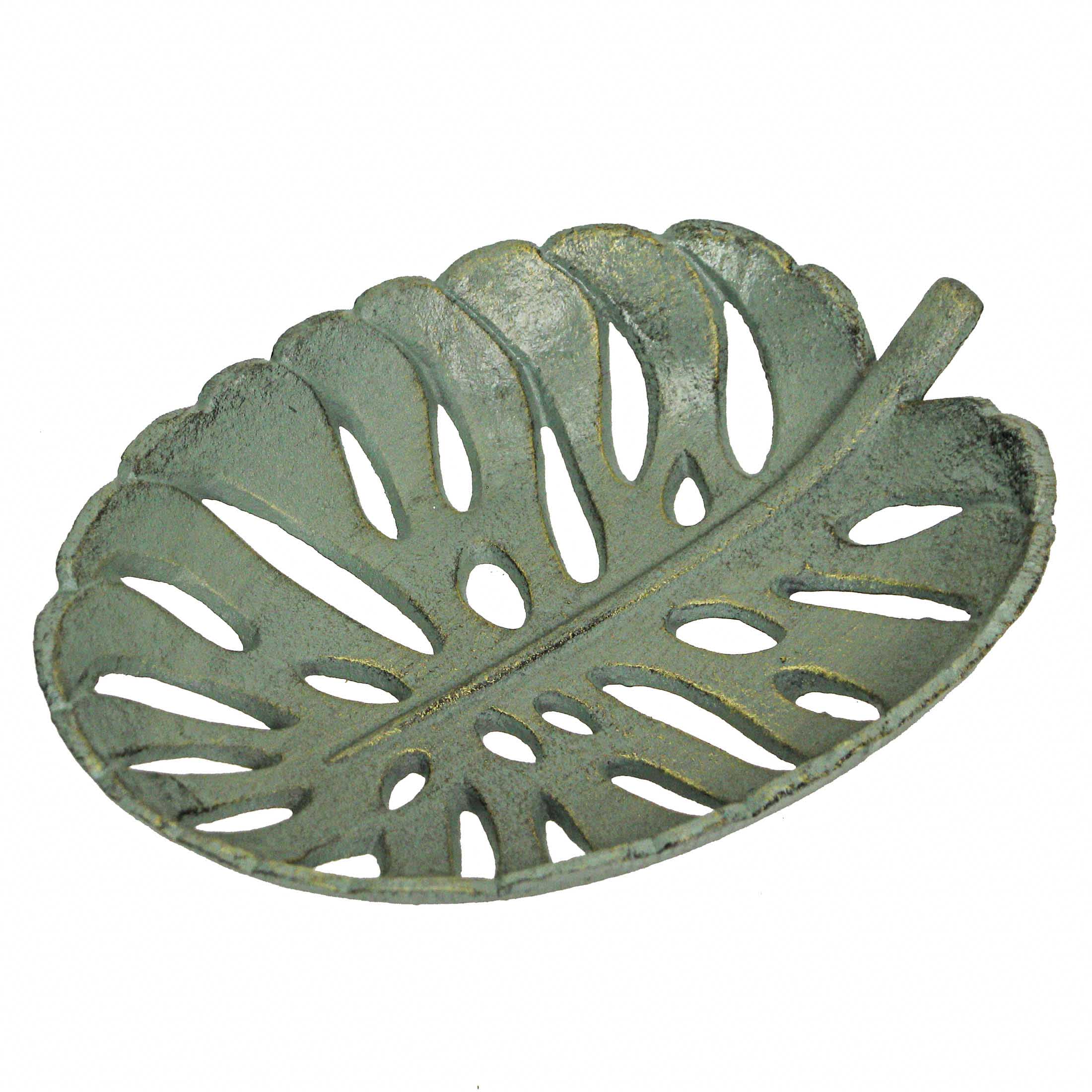 Chesapeake Bay 12 Inch Cast Iron Verdigris Tropical Leaf Decorative ...