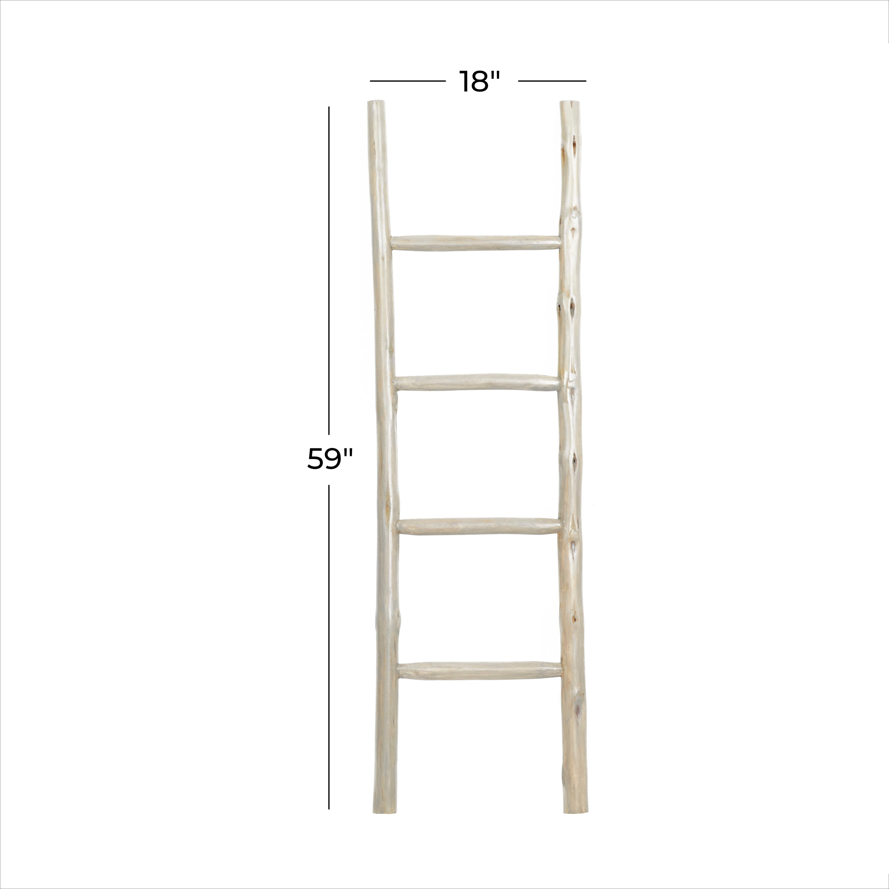 Grayson Lane White Handmade 4 Rack Teak Leaning Blanket Ladder 21669 at ...