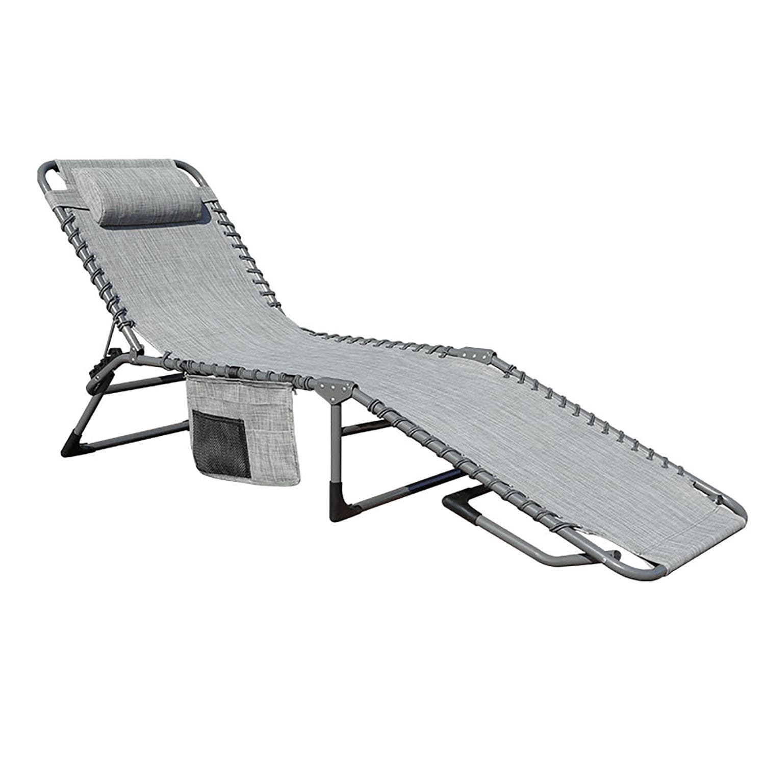 BANSA ROSE LLZJWL41404 Patio Chair Stackable Grey Steel Frame Stationary Recliner Chair with Gray Slat Seat