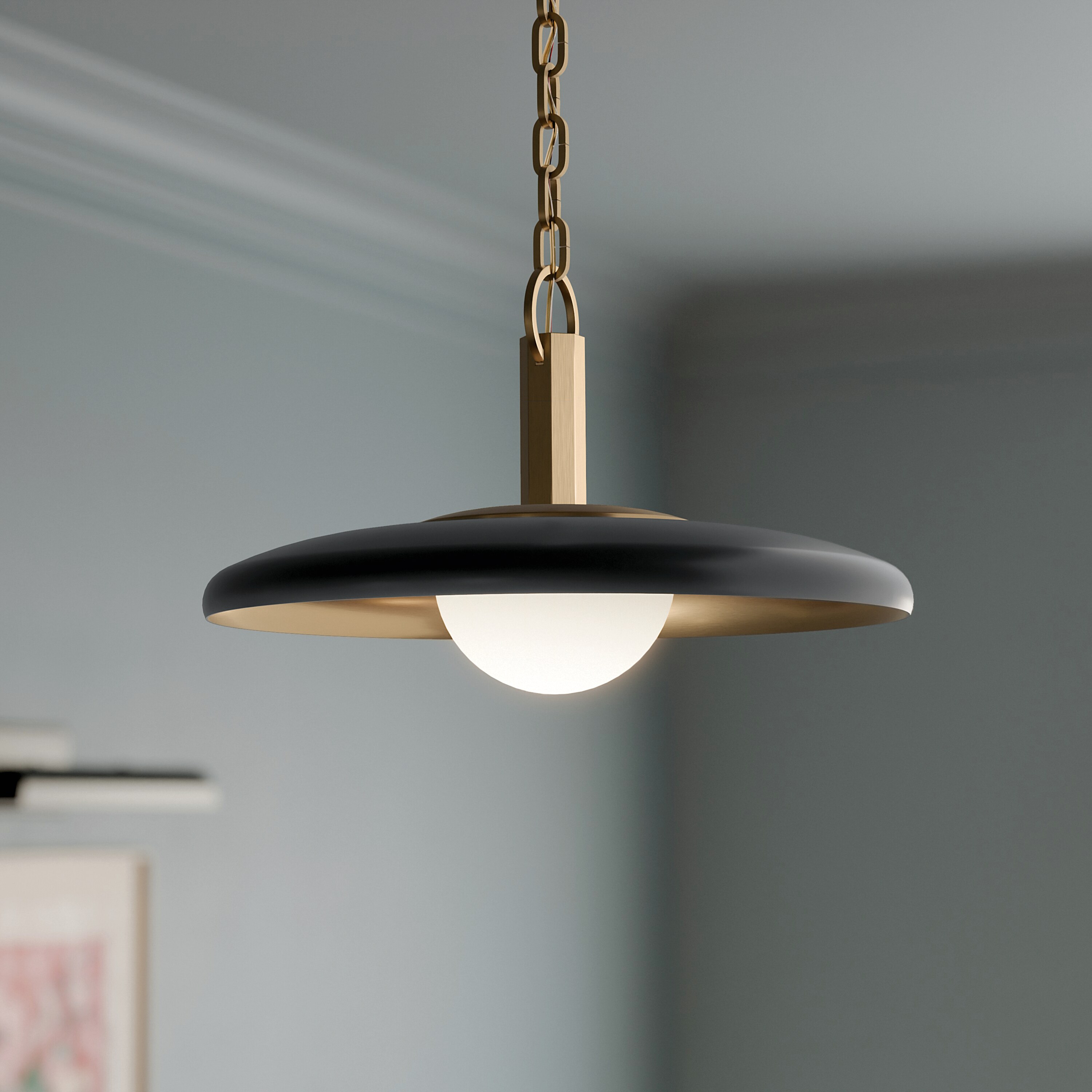 Kichler Kurio 1 -Light Black Modern/contemporary Metal Dome Medium Hanging Pendant Light