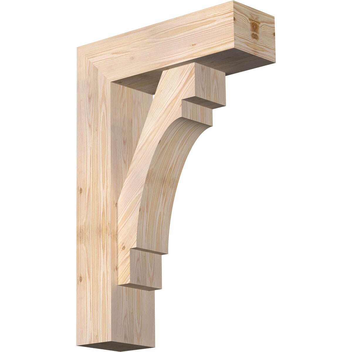 Ekena Millwork 1463377 Merced block smooth bracket with offset brace 7-1/2-in x 24-in x 36-in Douglas fir Brown Wood Standard bracket