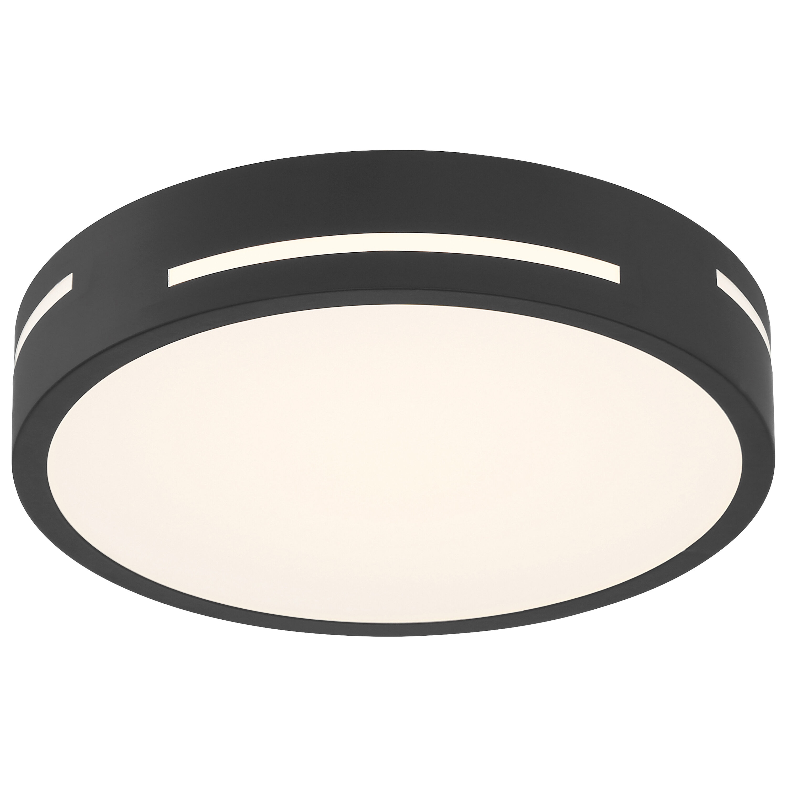 Matte Black Glass LED Drum Flush Mount Light