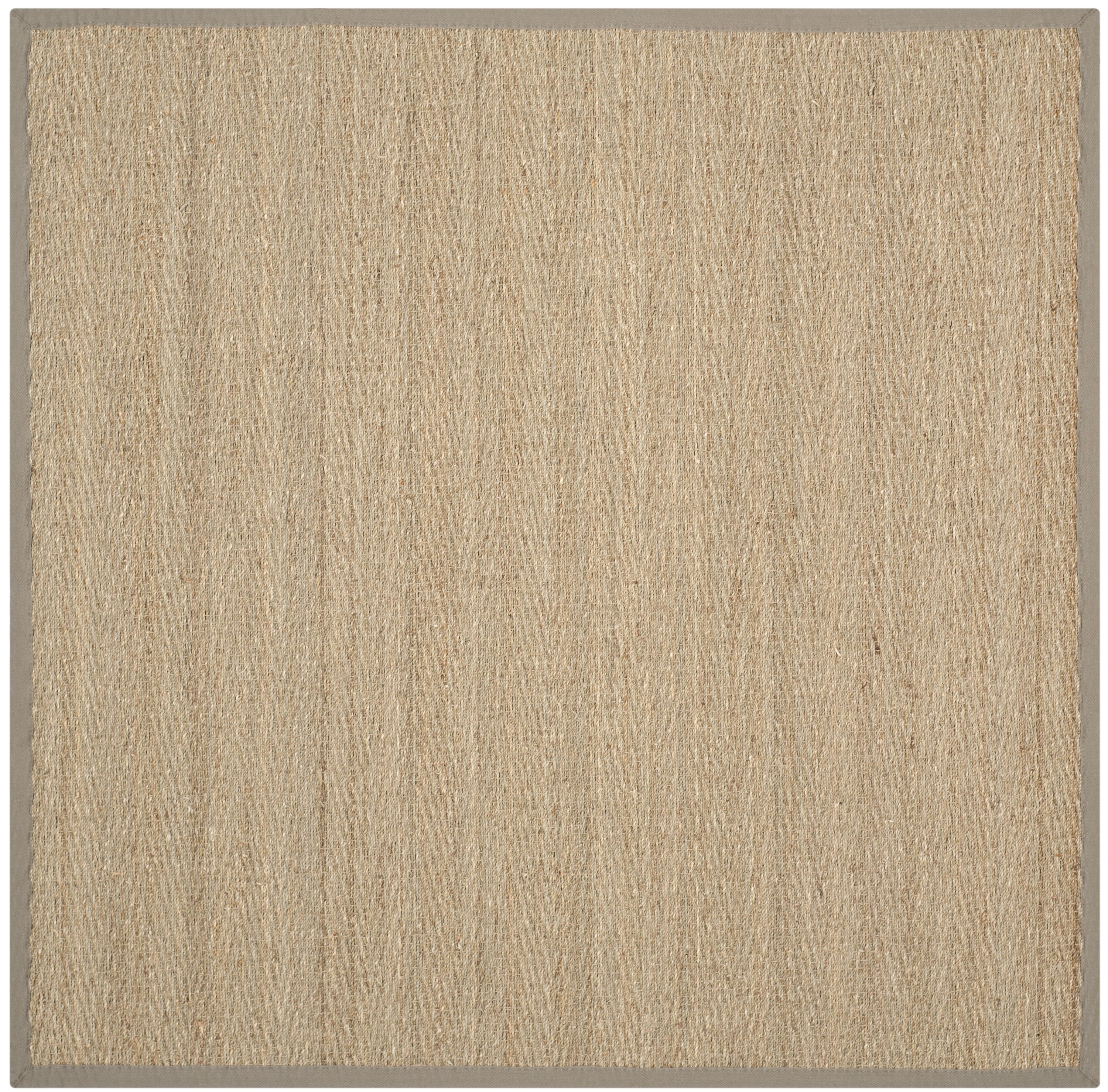 Safavieh NF115P-8SQ Natural Fiber Montauk 8 x 8 (ft) Loomed Seagrass Natural/Gray Square Indoor Chevron Coastal Area rug