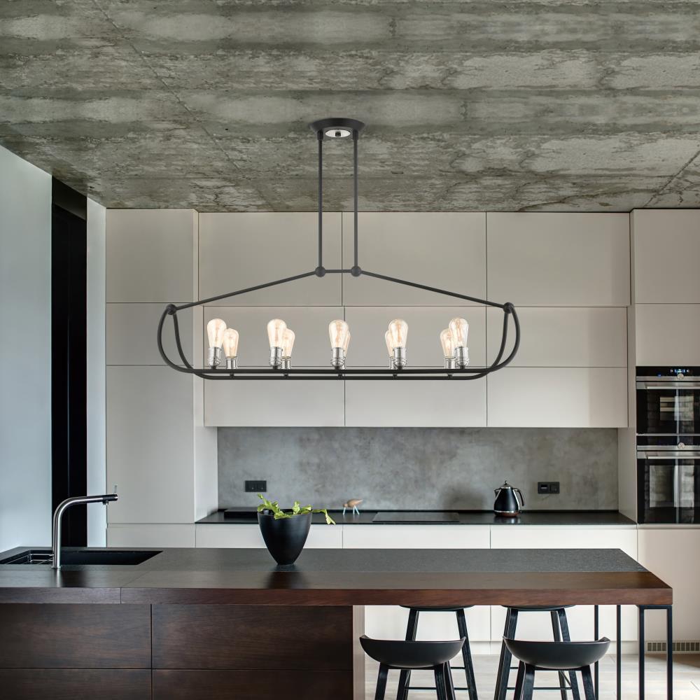 Archer 10-Light Black and Nickel Linear Chandelier