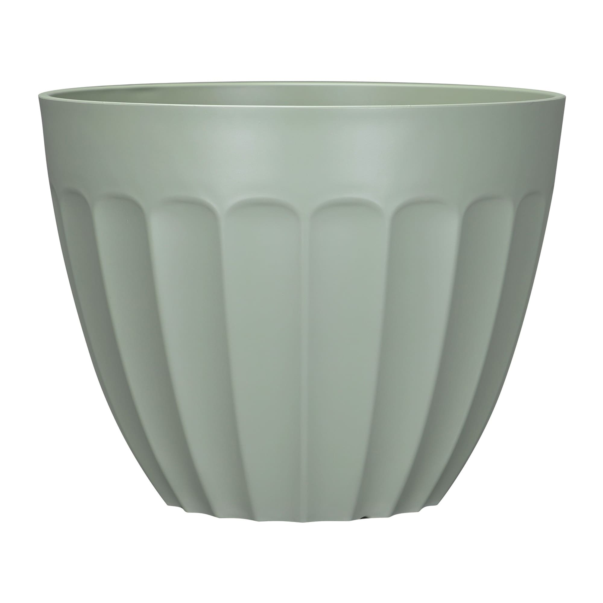 allen + roth PLJ9716PGJ Round 15.16-in W Large Green Recycled plastic Contemporary/Modern Indoor/Outdoor Planter with Drainage Holes