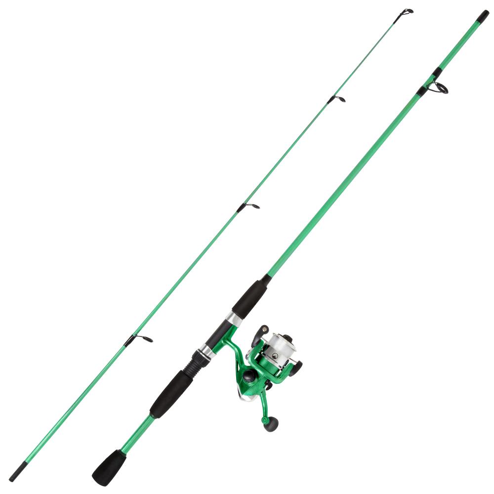 Leisure Sports Fishing Pole with Spinning Reel, Green Fishing Rod