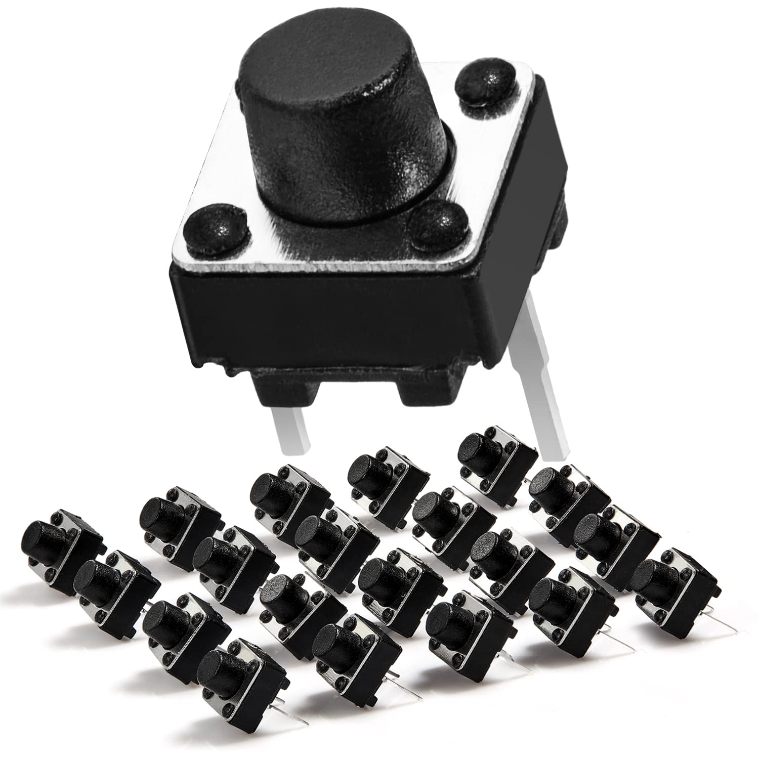 Aoibox  6 x 6 x 6 mm Tactile Momentary Push Button Switch SPST NO 2 Pin DIP Through Hole for PCB Breadboard 20 Pack