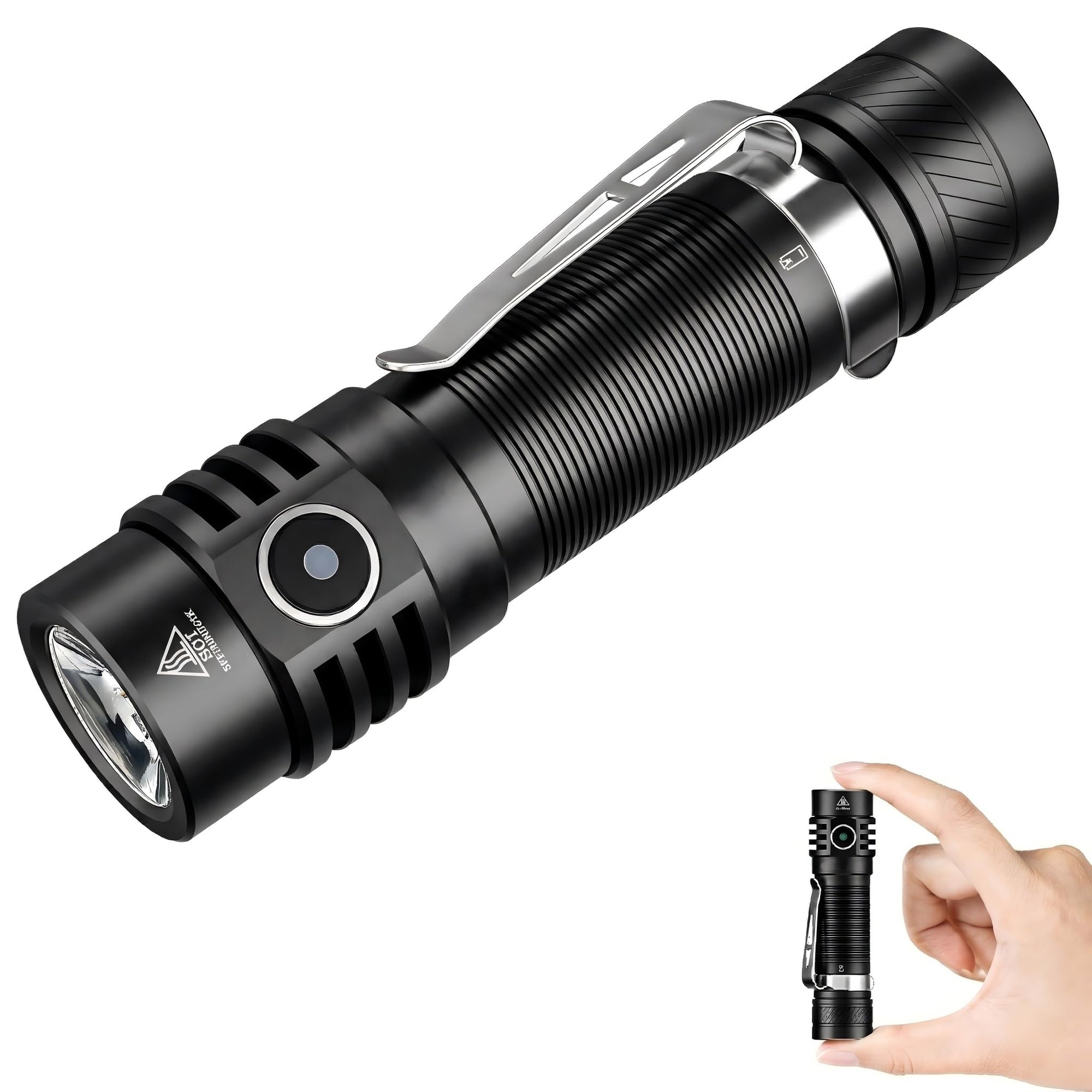 Oyezvary  1800 Lumens Rechargeable Flashlight USB C Fast Charging Compact 4 Inch Waterproof Aluminum Alloy Pocket Light for Camping Hiking Emergency 1 Piece