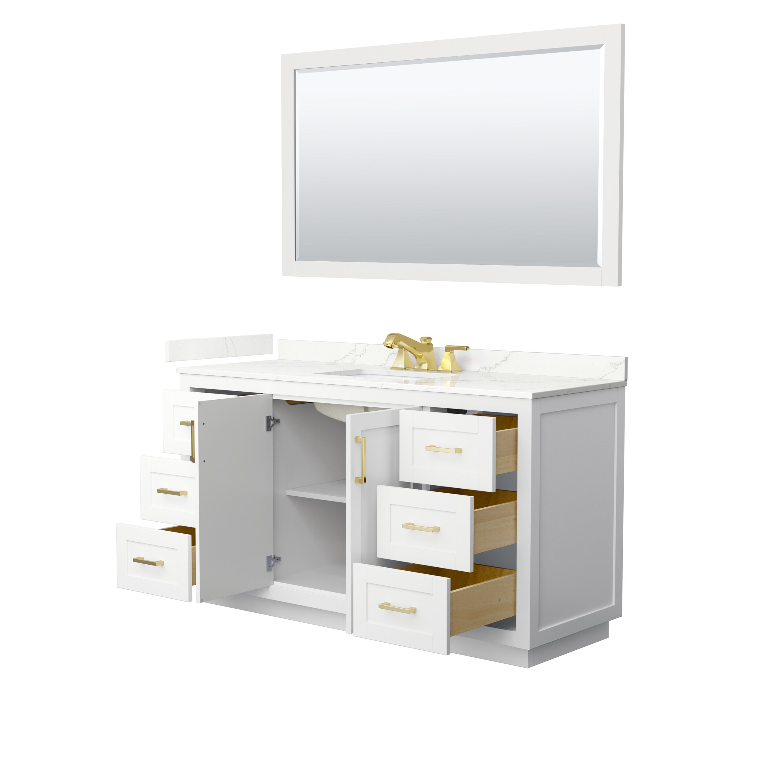Wyndham Collection Miranda 60-in White Undermount Single Sink Bathroom ...