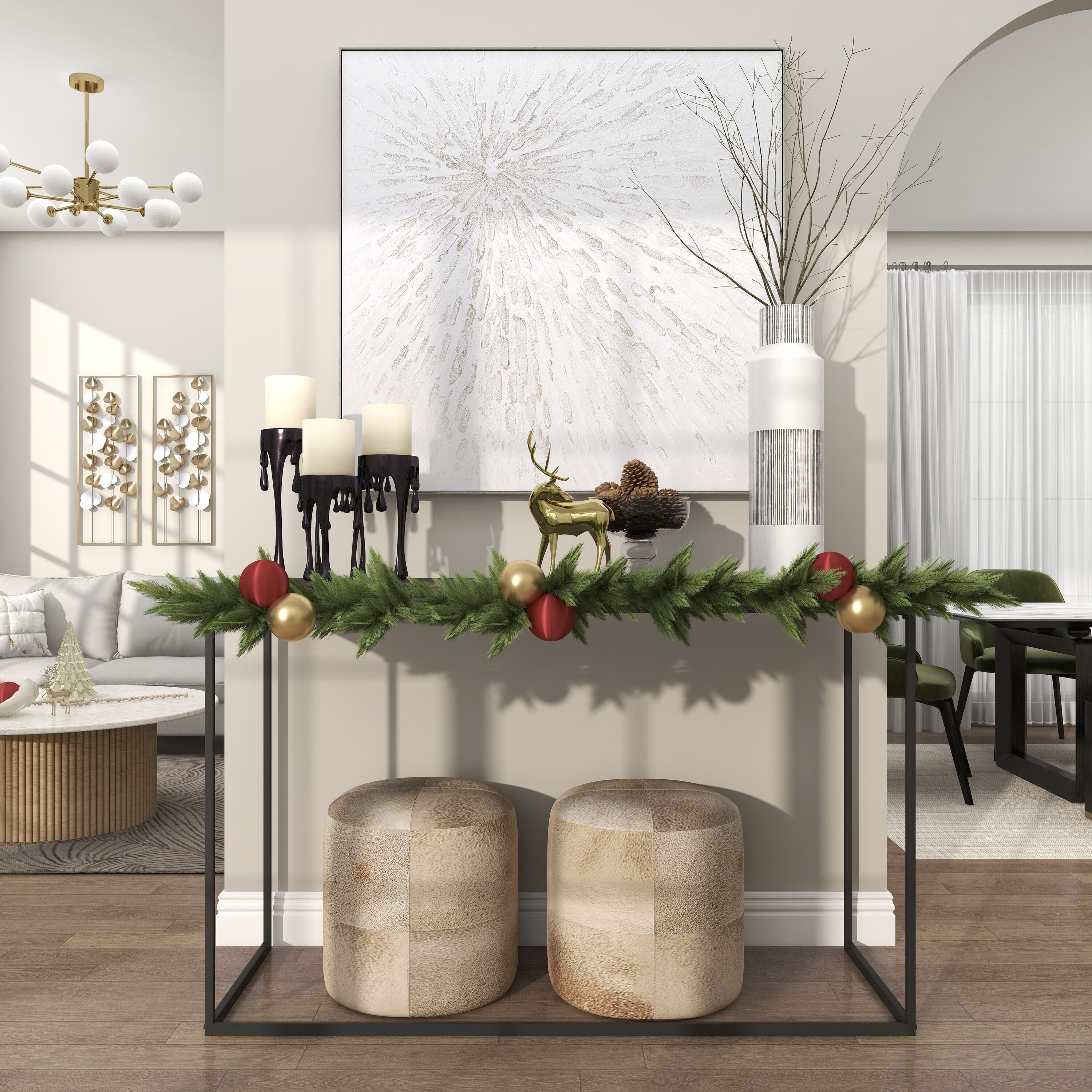 Contemporary Black Metal Pillar Candle Holder Set with Melting Design, 3 Pieces