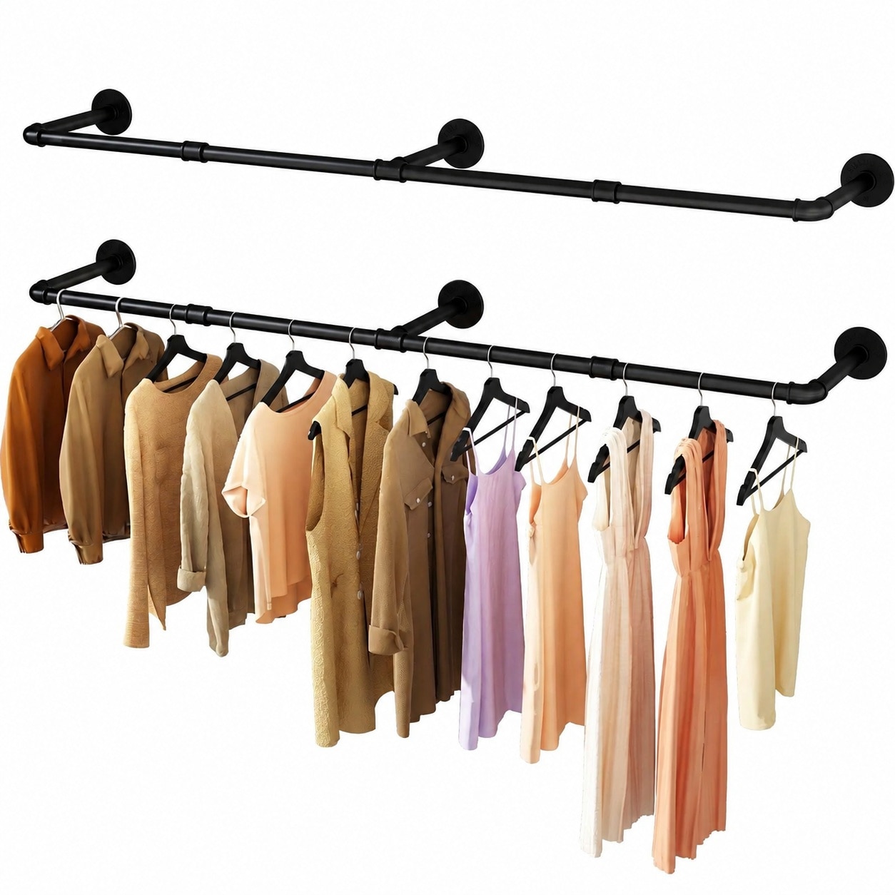 LILILIAN FMY Wall Mounted Clothes Rack 52.6in Industrial Pipe Clothing ...