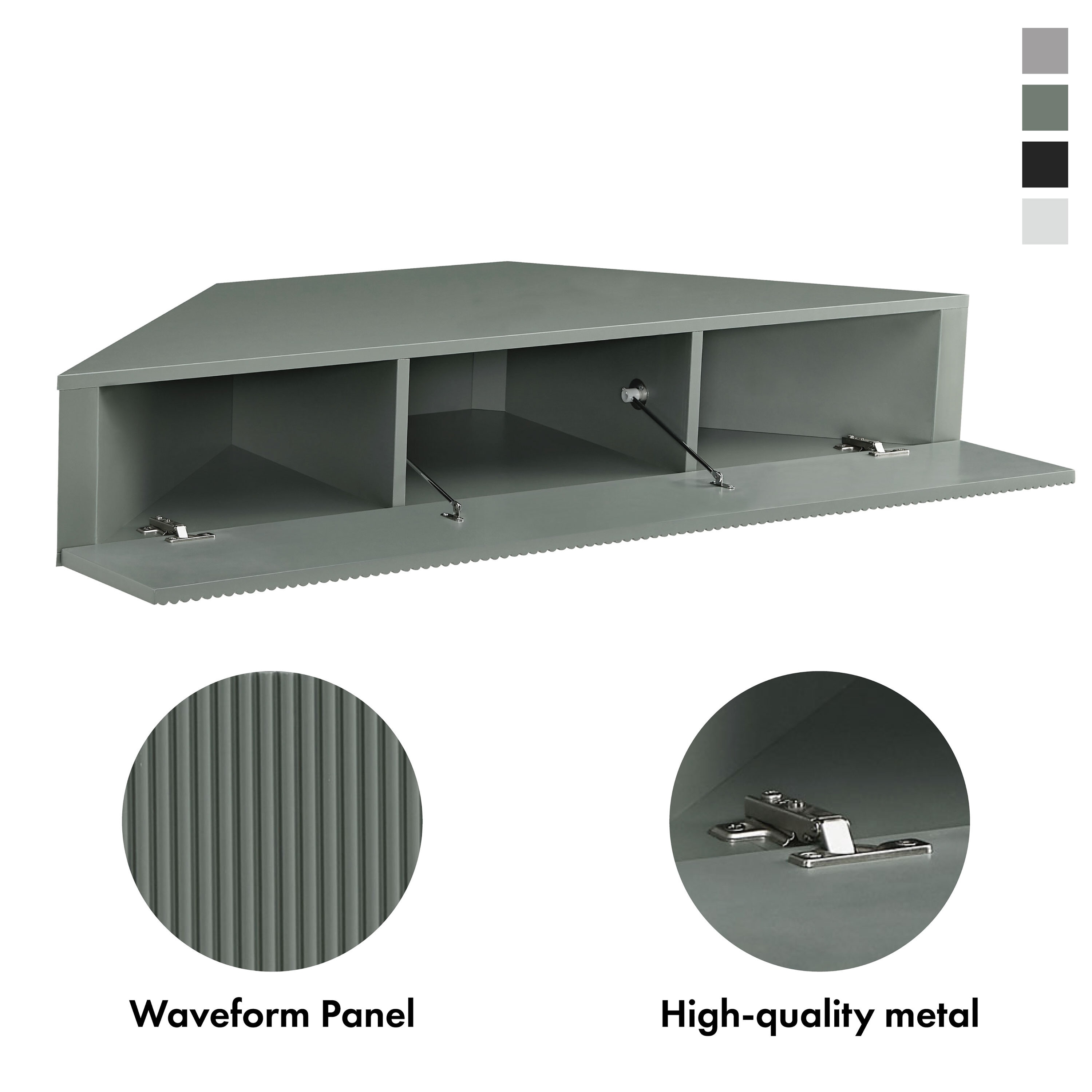 Emmeline Sage Green Composite Wood Corner Floating TV Stand