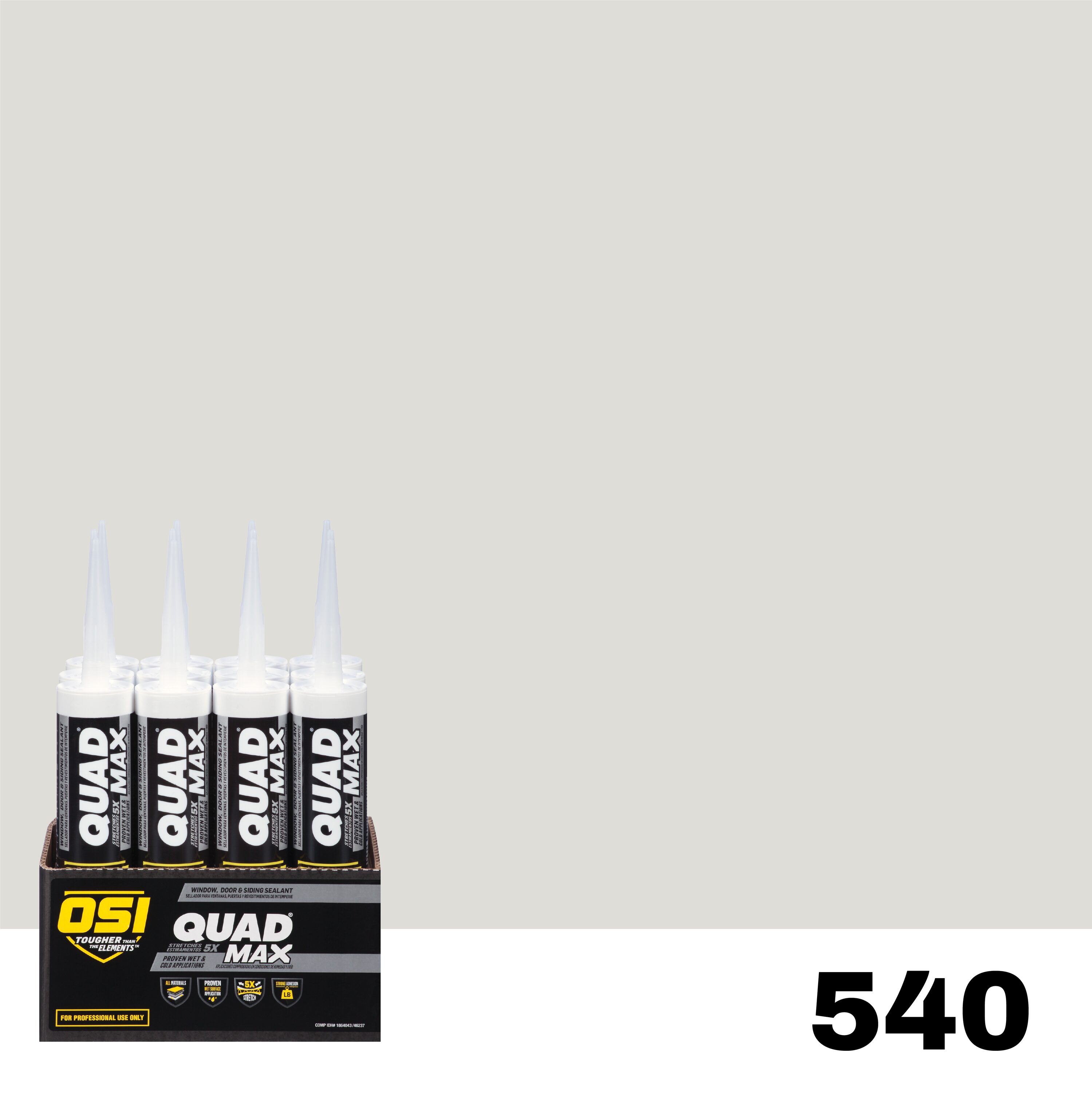 OSI 1869472 Quad Max 12 -Pack 9.5-oz Window door Gray 540 Paintable Advanced Sealant Caulk