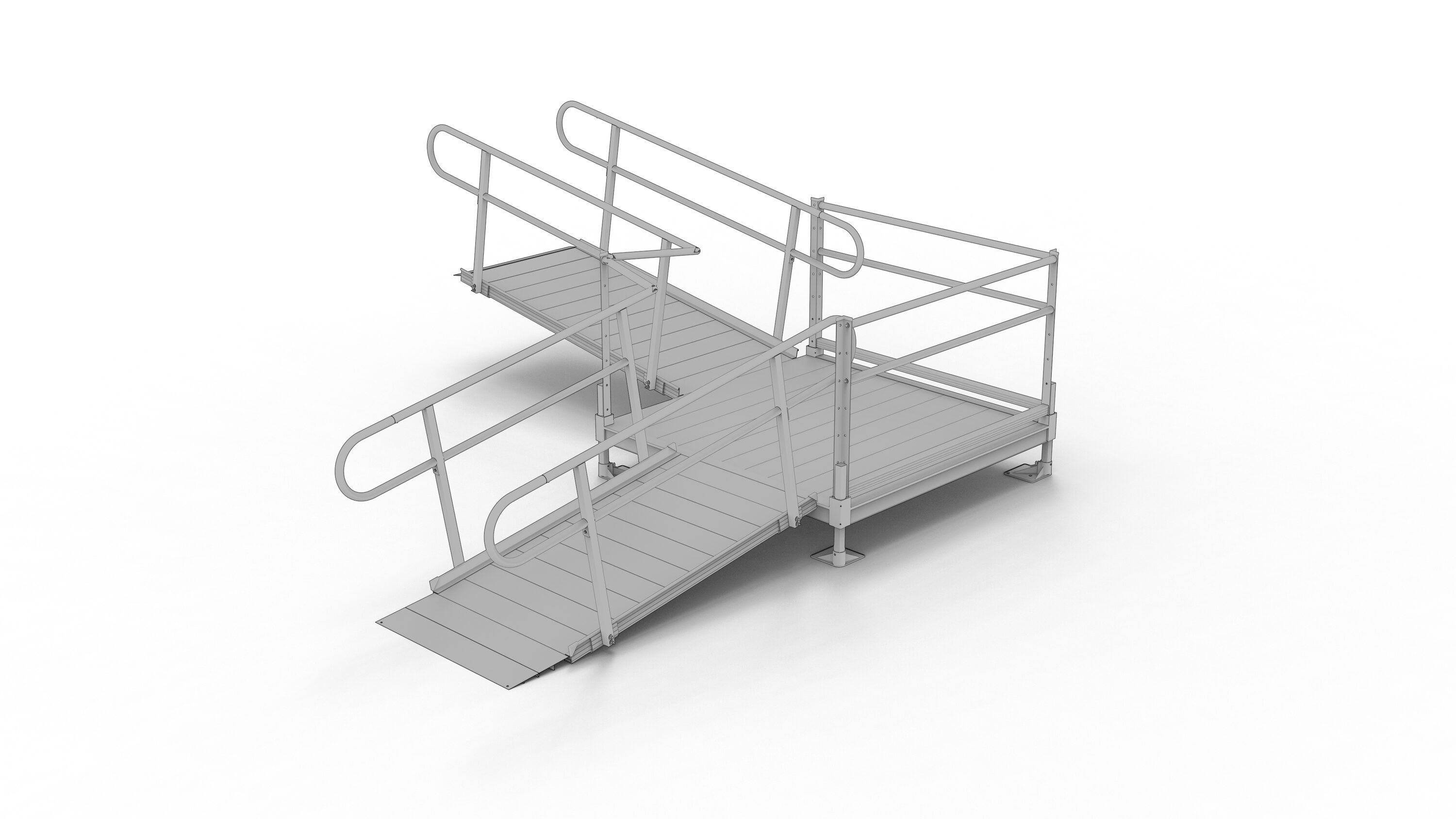 RELIABILT Solo 12' L-Shaped w/ 5x5 Turn 12-ft x 36-in Aluminum Modular Entryway Wheelchair Ramp