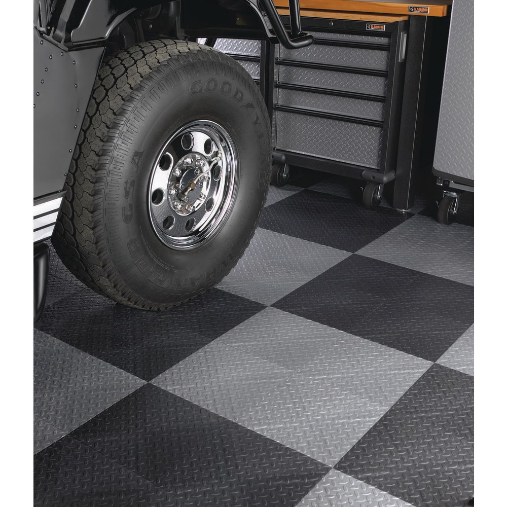 Gladiator 4Piece 12in x 12in Silver Tread Plate Garage Floor at