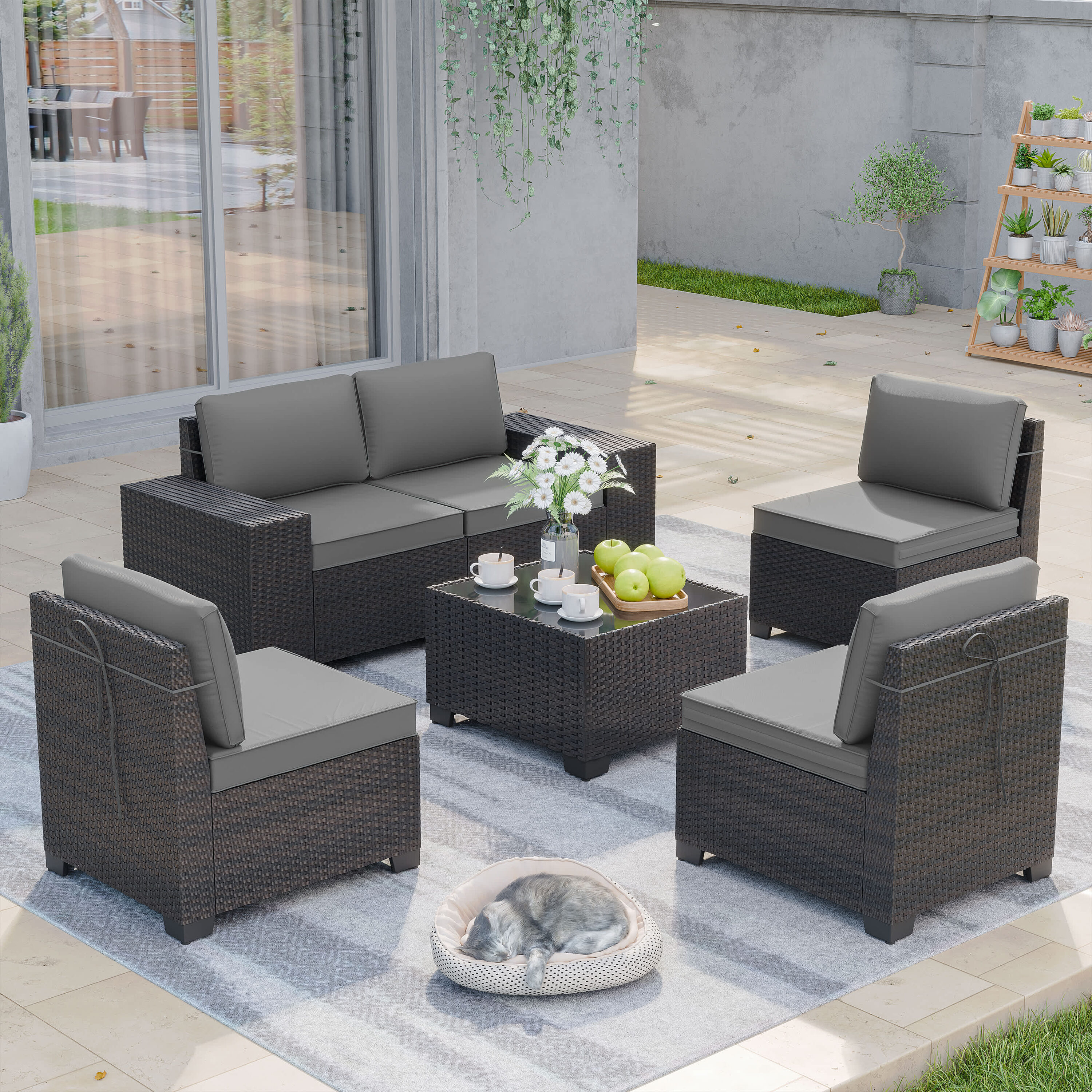 Haxvin HX-RA-6-GY Patio-Conversation-Sets - View #2
