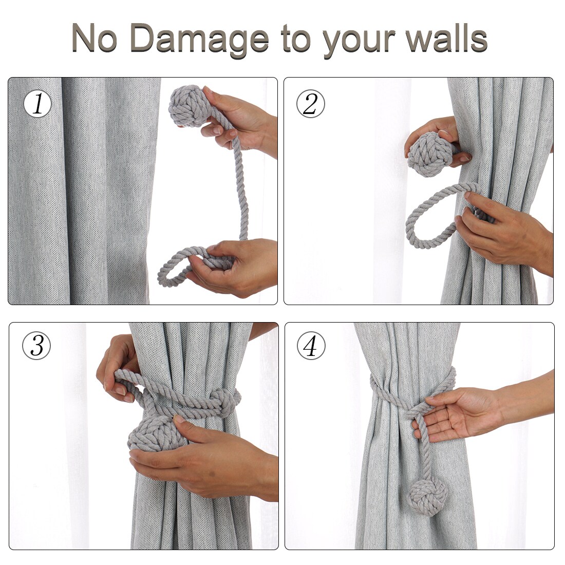Unique Bargains 4pcs Curtain Tiebacks 24 Inch Curtain Holdbacks Window ...