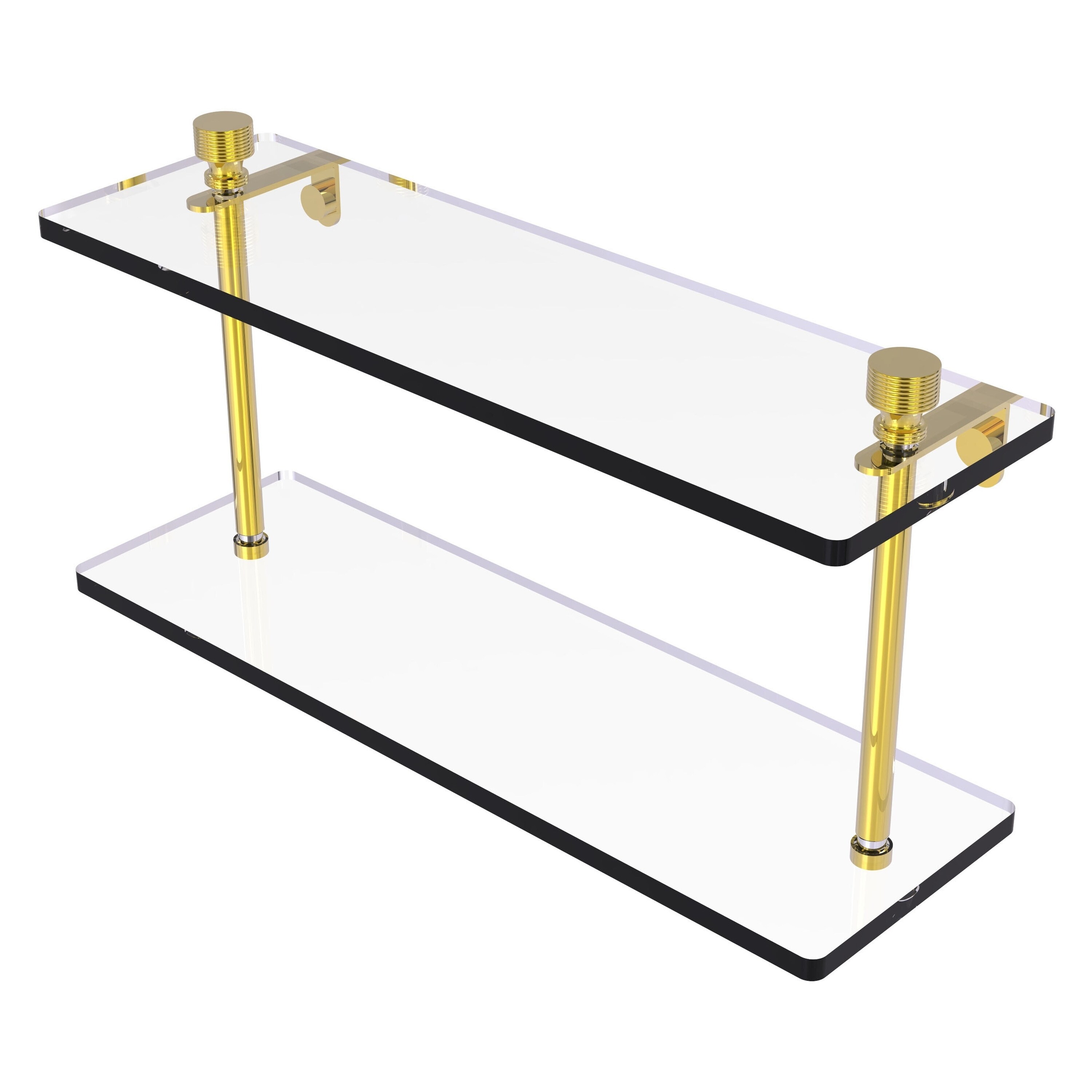 Allied Brass Foxtrot 16" Polished Brass Two-Tiered Glass Wall Shelf