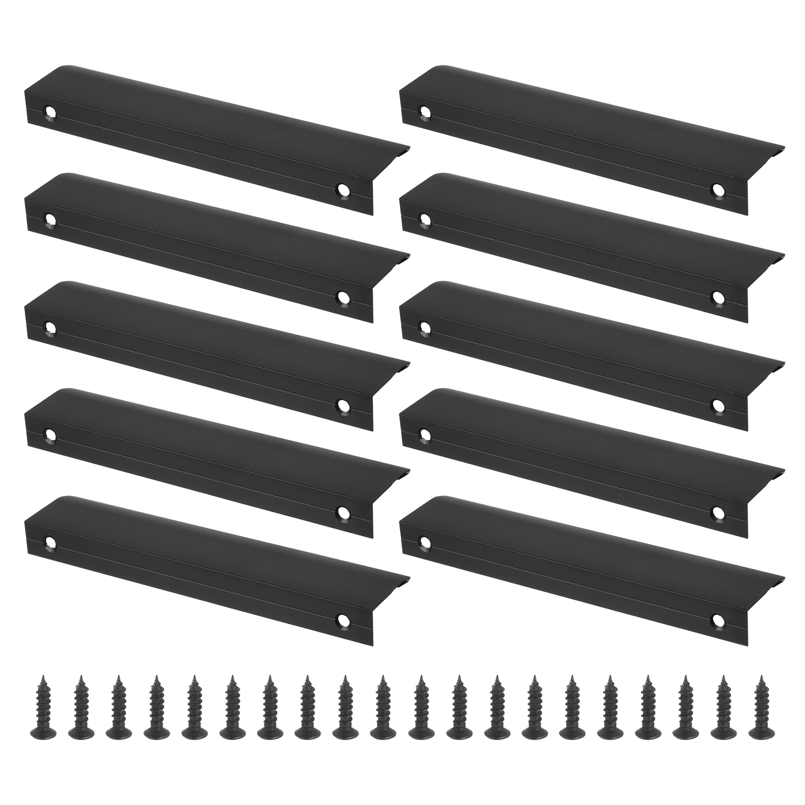 PATIKIL Mount Finger Edge Pull 10pcs 150mm/5.91in Aluminum Alloy Concealed Handle Cabinet Edge Pulls with Screws for Home Kitchen Furniture Door Drawer Black