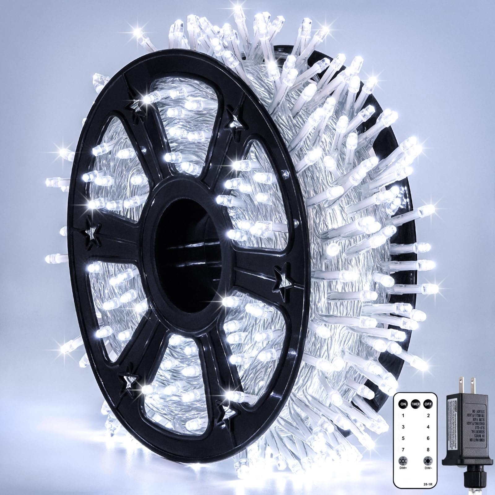 Anqtovp Christmas Lights 8 Modes Waterproof Outdoor Plug in Clear Wire String Lights Indoor Bedroom 720 LED 230 FT White #L05AN07020