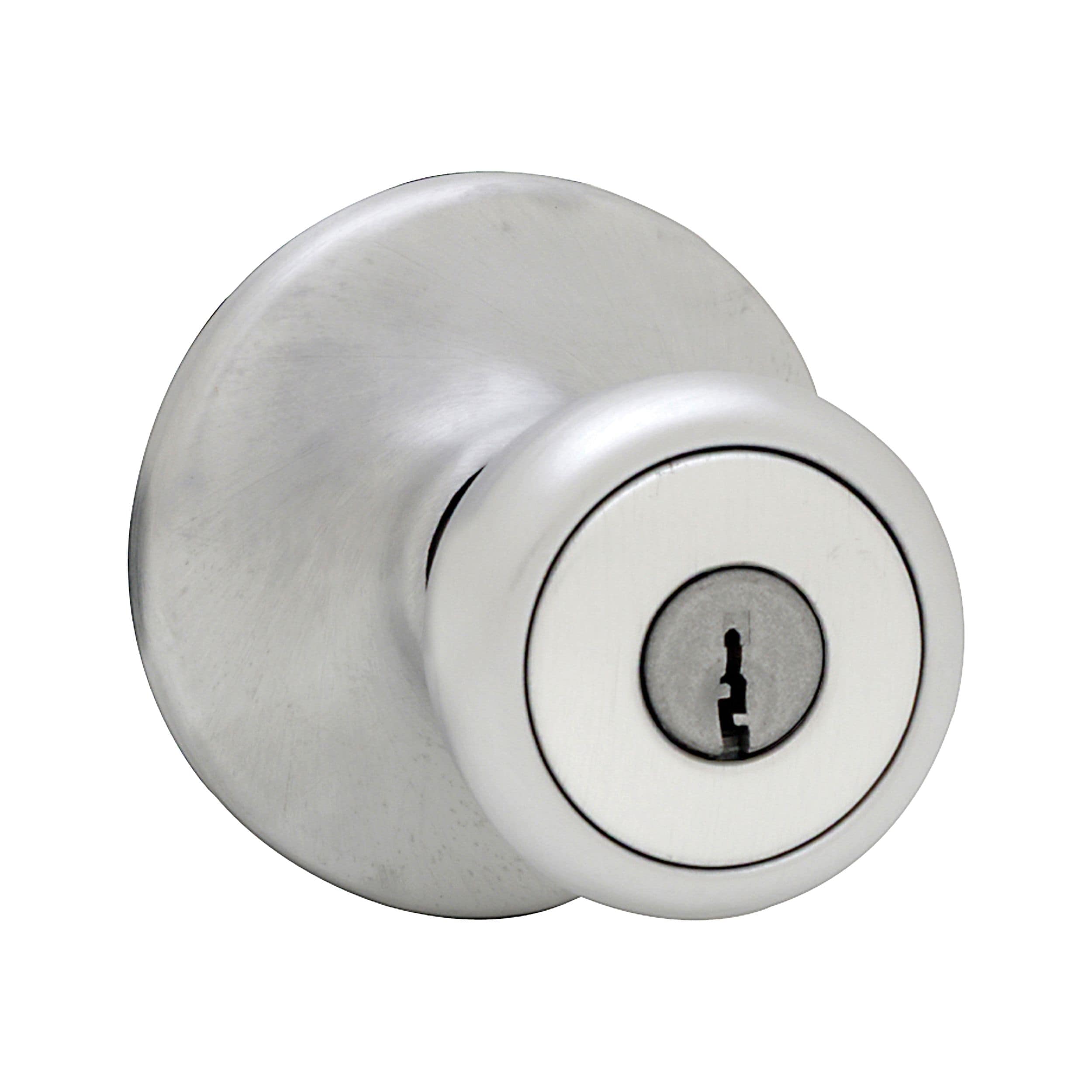 Kwikset Mobile Home Tylo Satin Chrome Exterior Keyed Entry Door Knob in the  Door Knobs department at