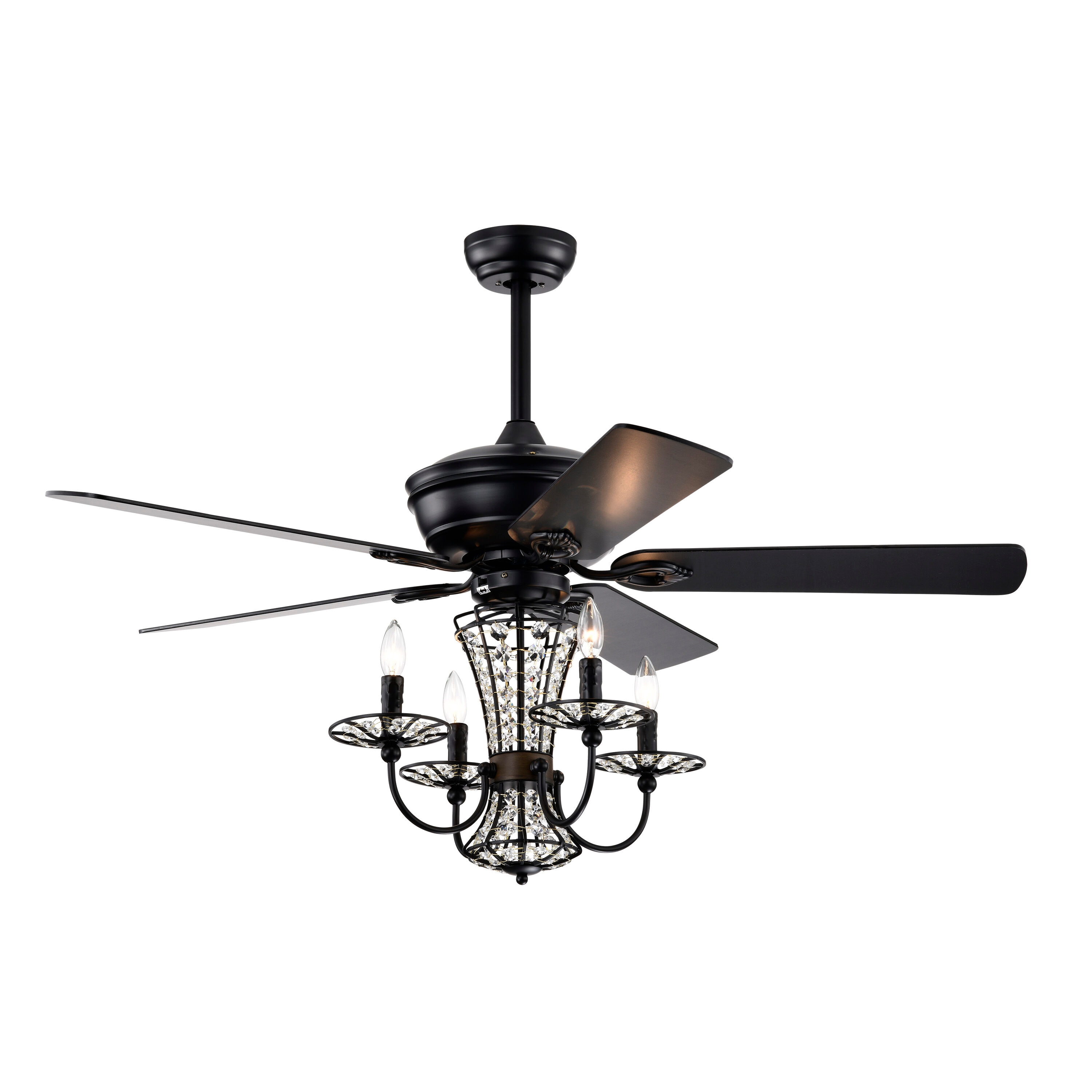 Flynama L-79924 52-in Matte Black with Plywood Blades Ceiling Fan With Light - Remote Included ( 5 -Blade )