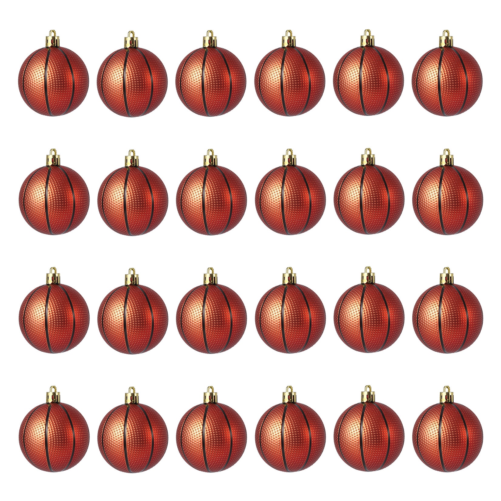 Garvee 24PCS Basketball Christmas Ball Ornaments Set 2.36 Inch Glitter Sports Theme Xmas Tree Decorations for Basketball Fans Holiday Party Decor
