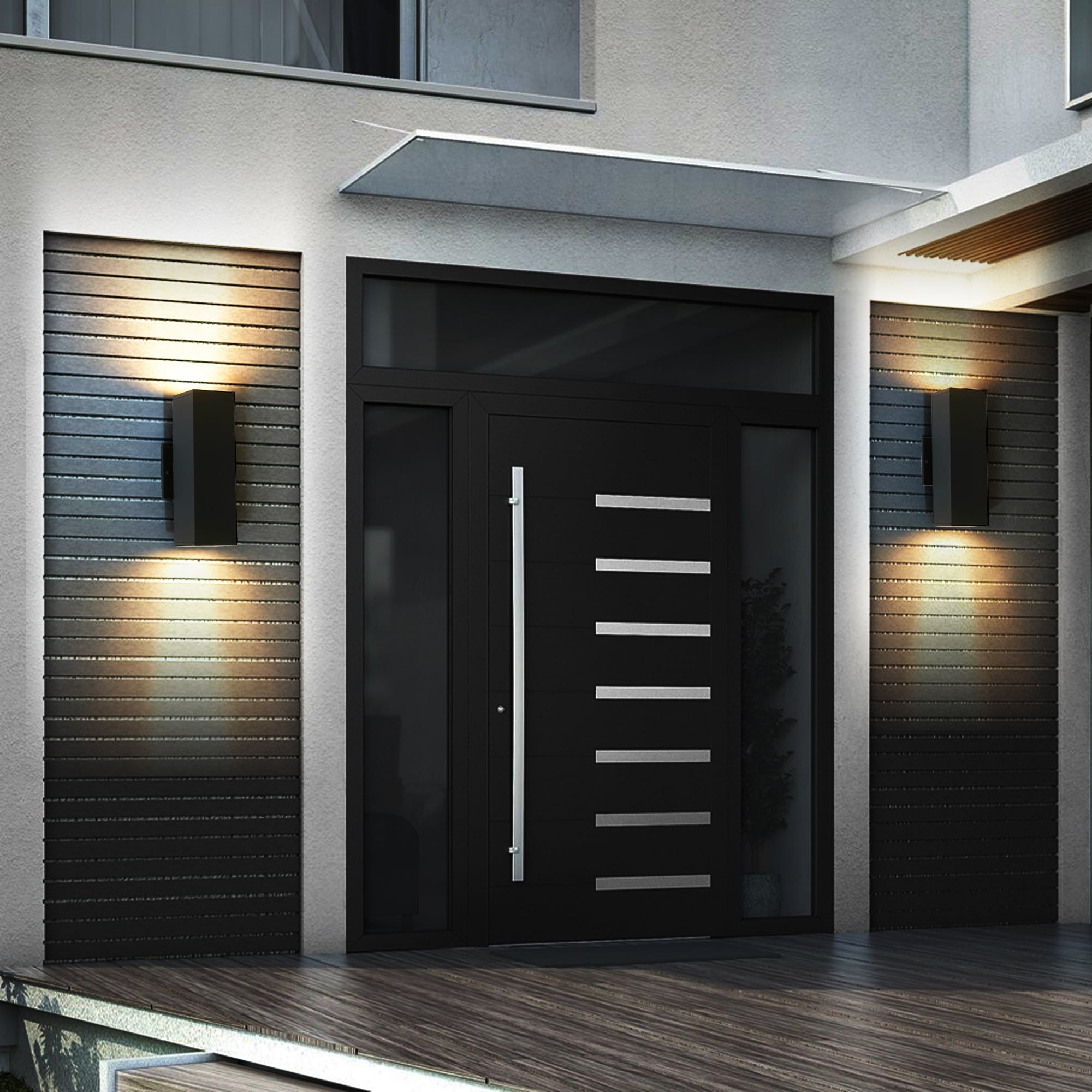 Dimakai 2-Piece Black Outdoor Wall Sconce Modern Up and Down Weatherproof Wall Light for Porch Patio Garage