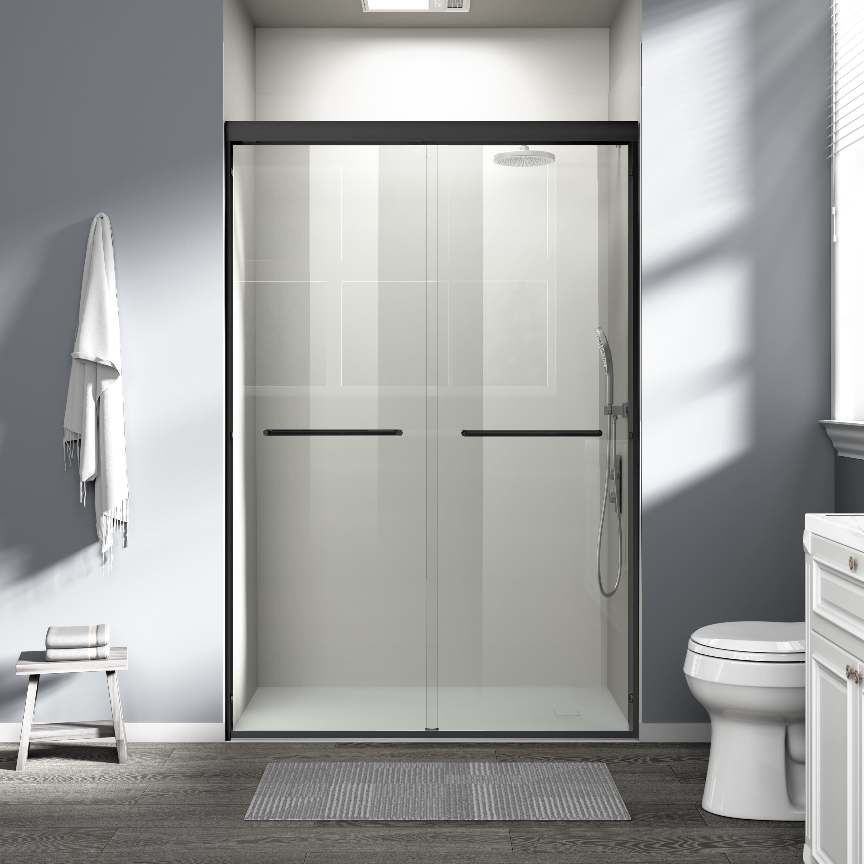 Abruzzo - 44 in. - 48 in. W x 72 in. H Double Sliding Framed Bathroom Shower Door with 1/4 in. Te...