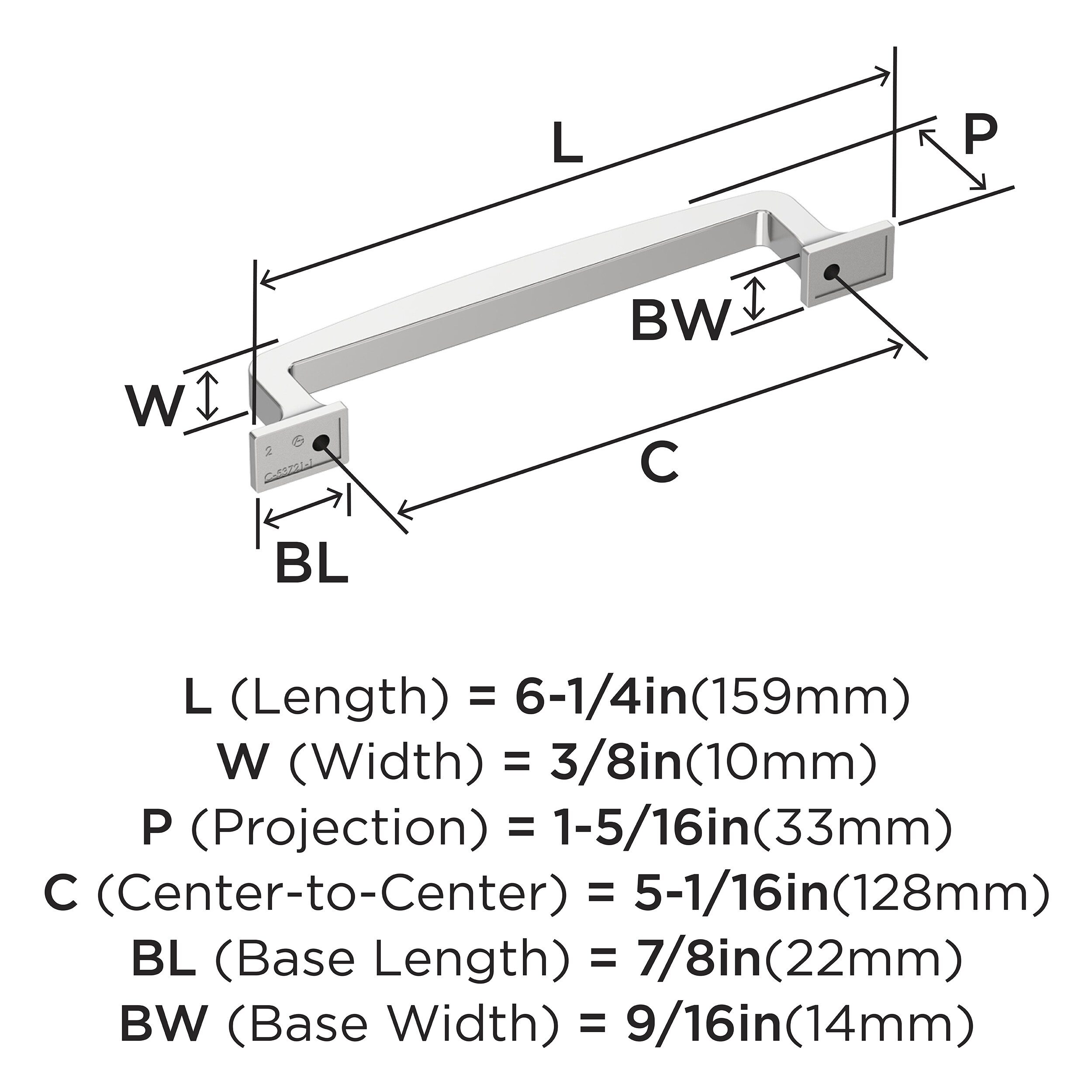 Polished Chrome 5-1/16" Cabinet Drawer Pull Bar