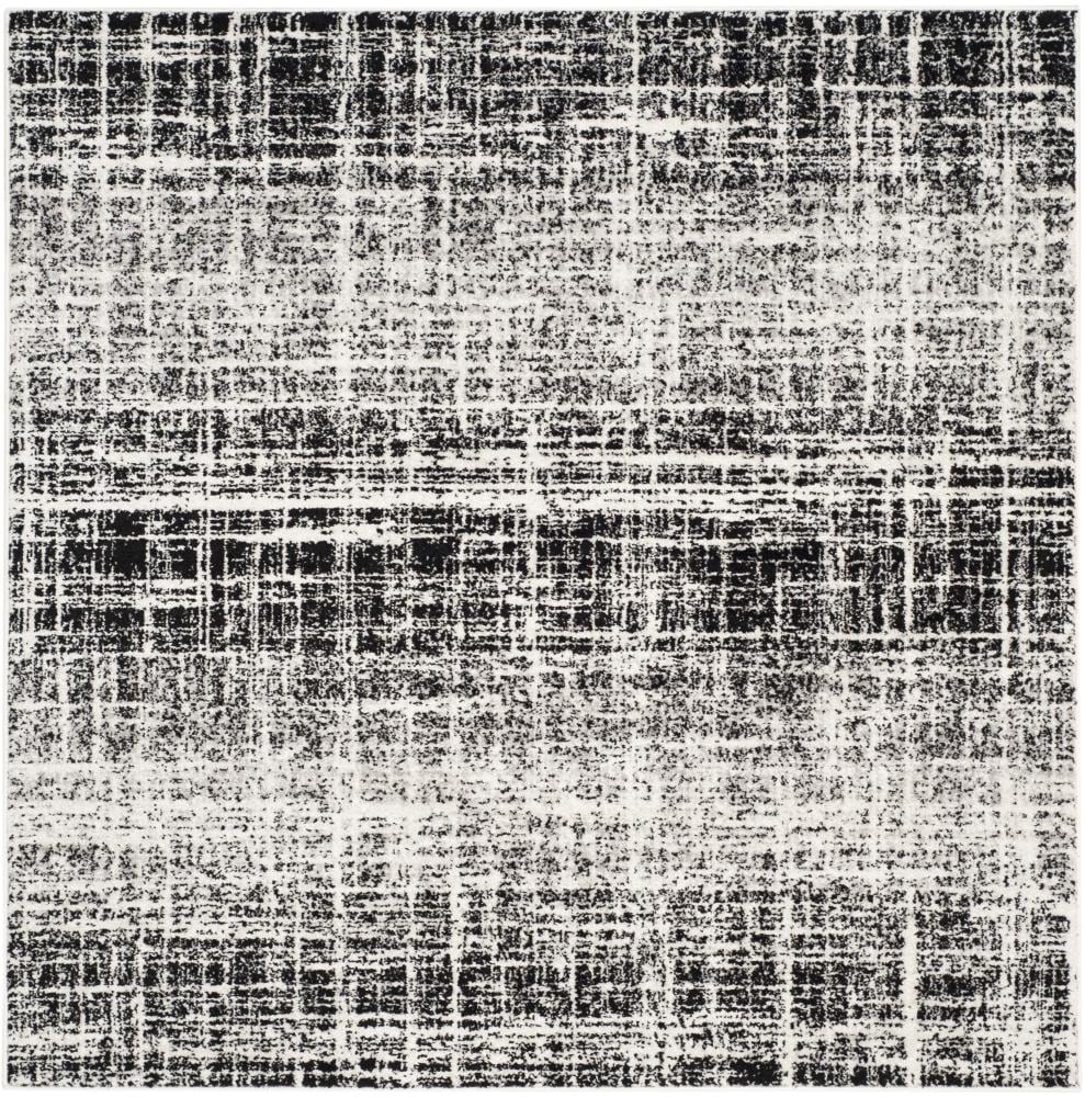 Safavieh ADR116B-4SQ Adirondack Lannet 4 x 4 (ft) Loomed Polypropylene Ivory/Black Square Indoor Abstract Industrial Area rug