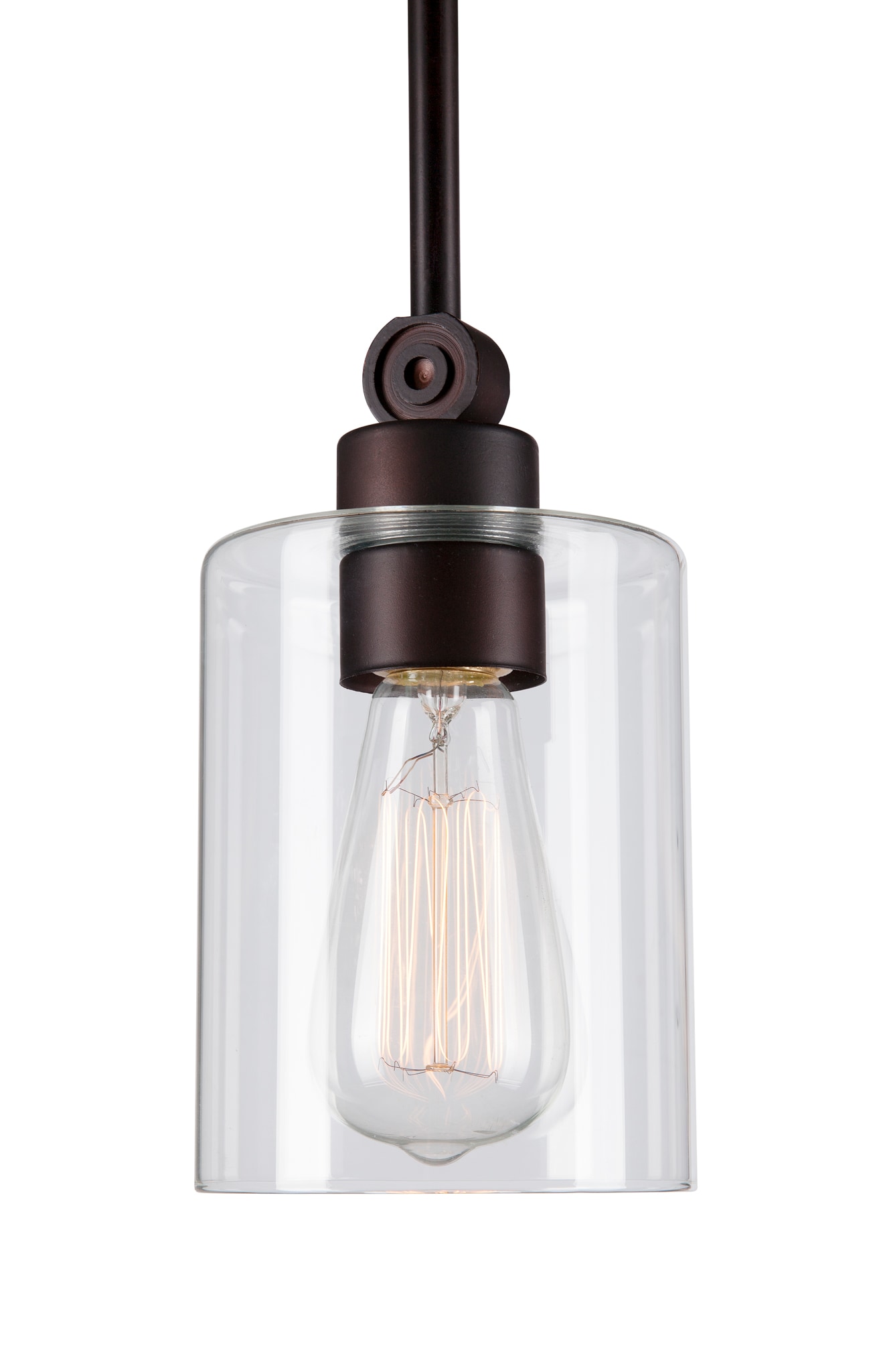 Antique Bronze Mini Drum Pendant with Clear Glass Shade