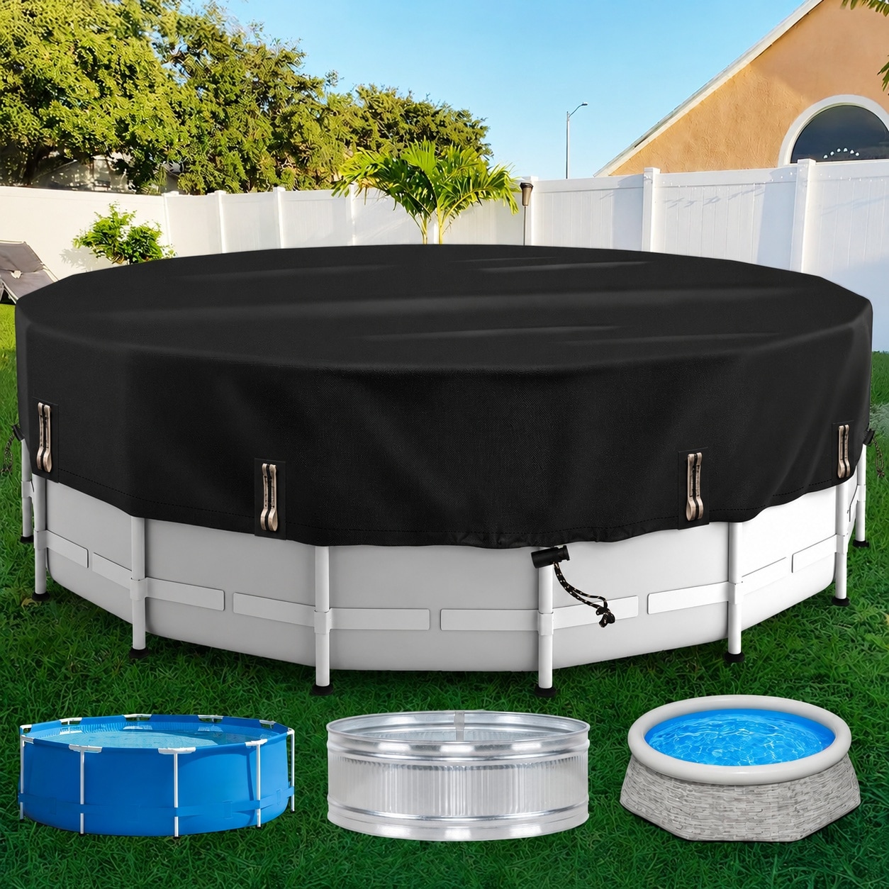 Justincity  6ft Round Inflatable Pool Cover Piece Tear Resistant Oxford Fabric Wind and Dust Resistant Fits Above Ground Pools Hot Tubs Stock